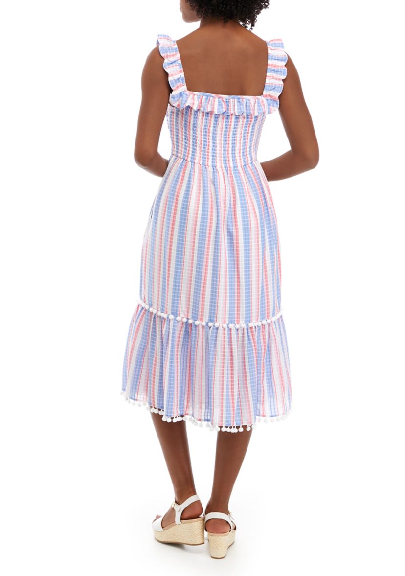 Petite Sleeveless Square Neck Striped Dress