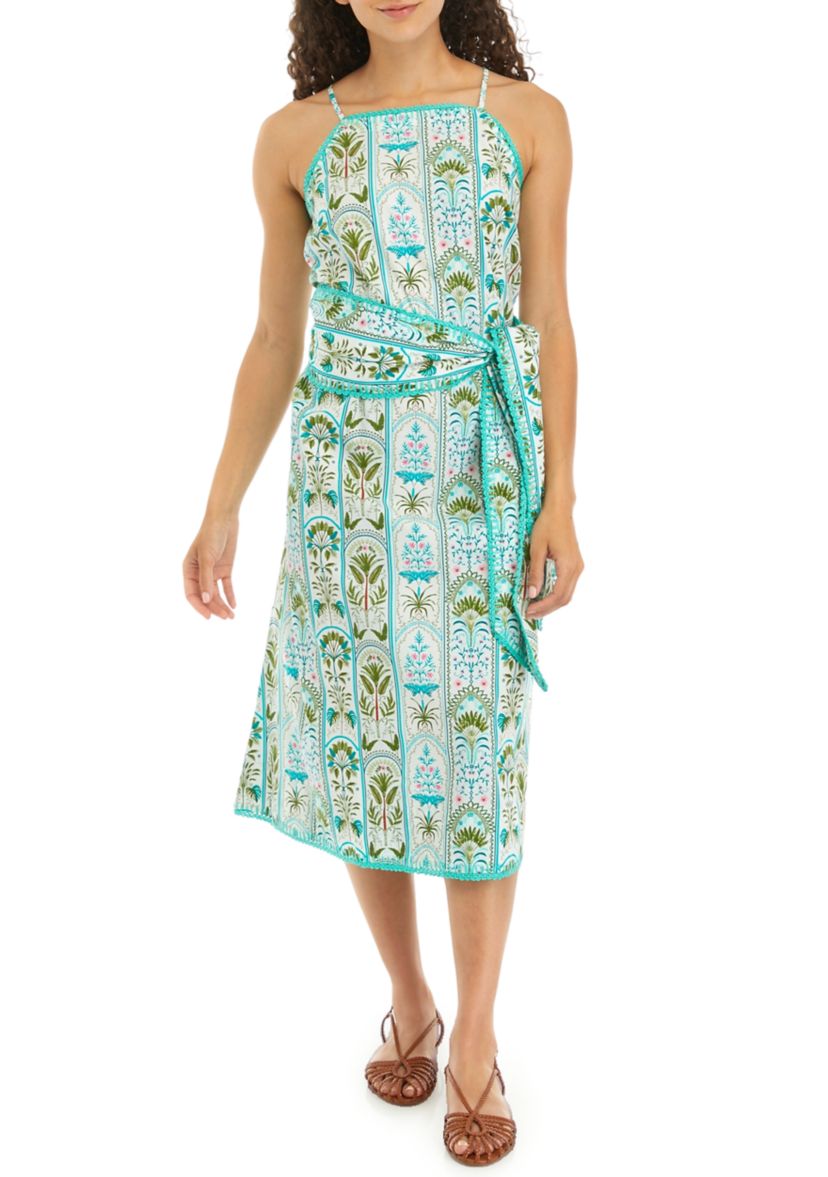 Petite Printed Halter Midi Dress