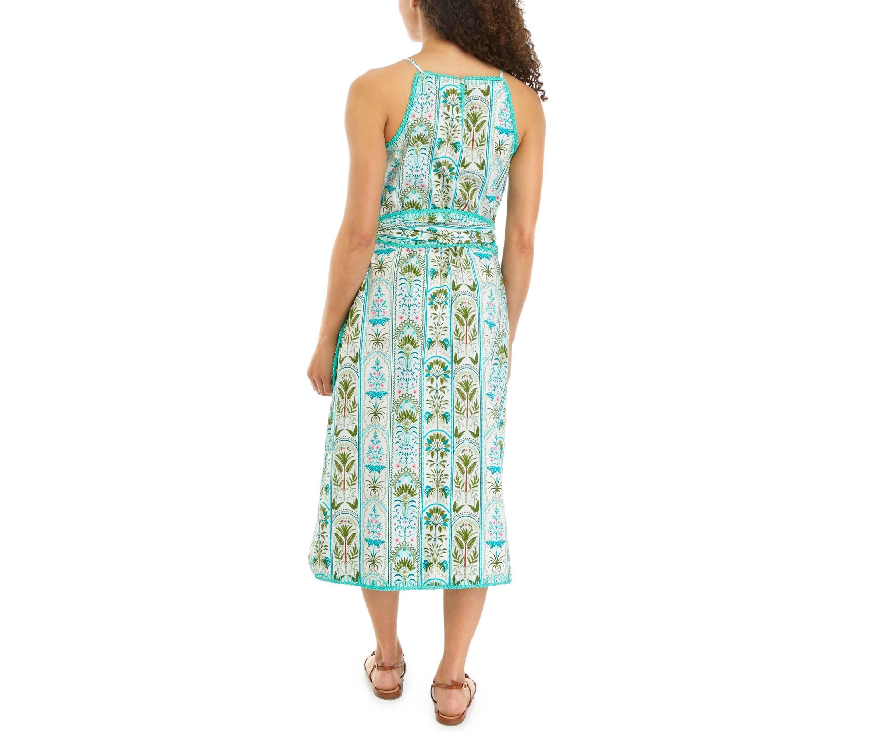 Petite Printed Halter Midi Dress
