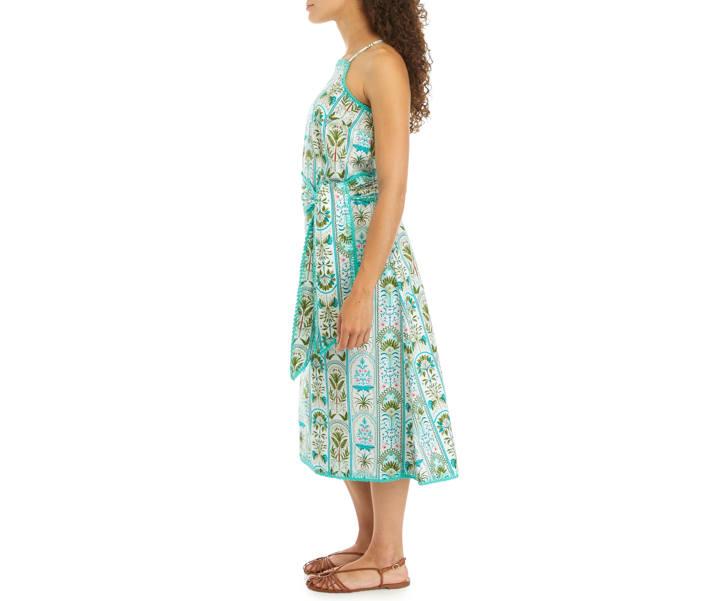 Petite Printed Halter Midi Dress