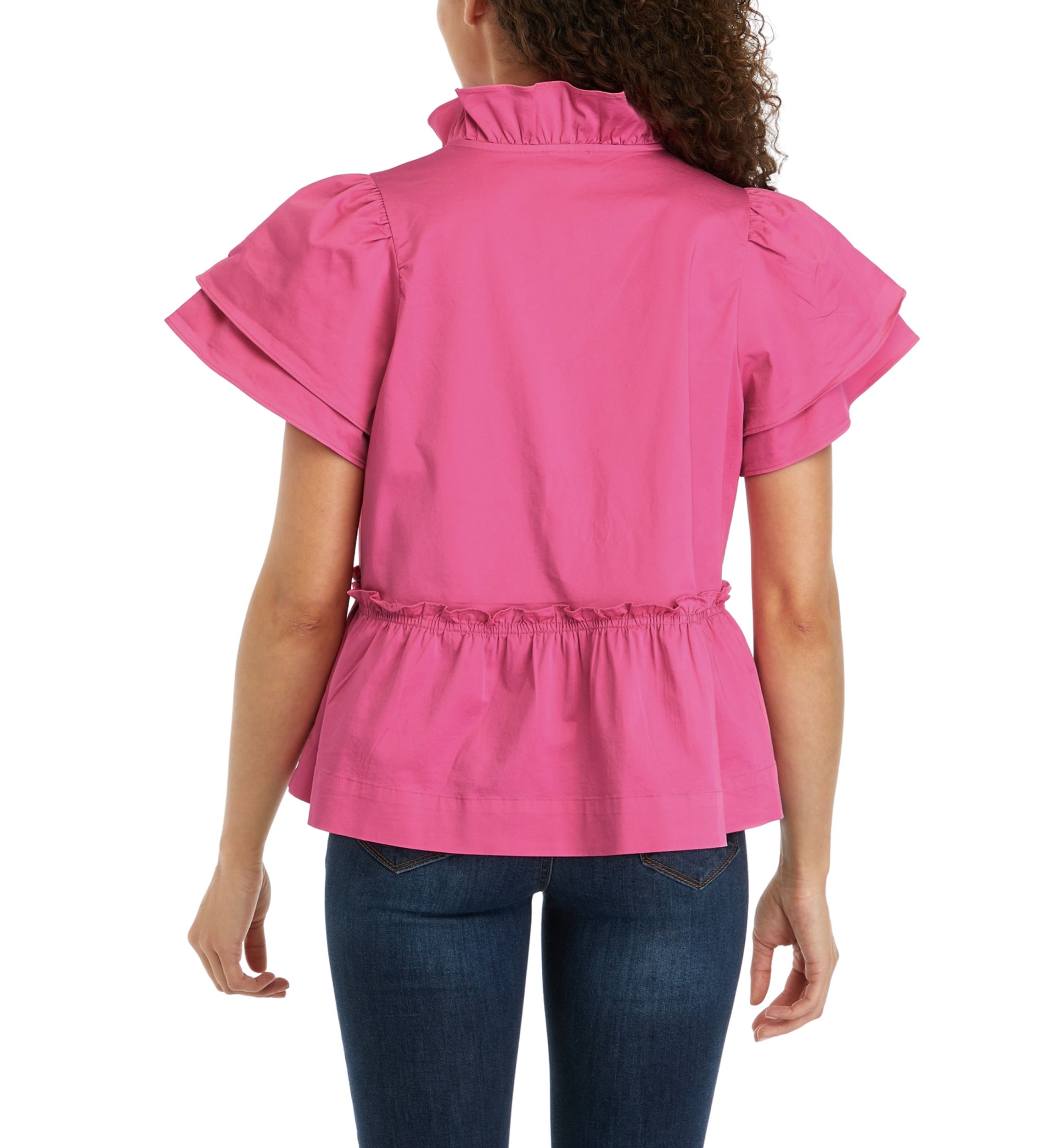 Petite Solid Flutter Sleeve Top