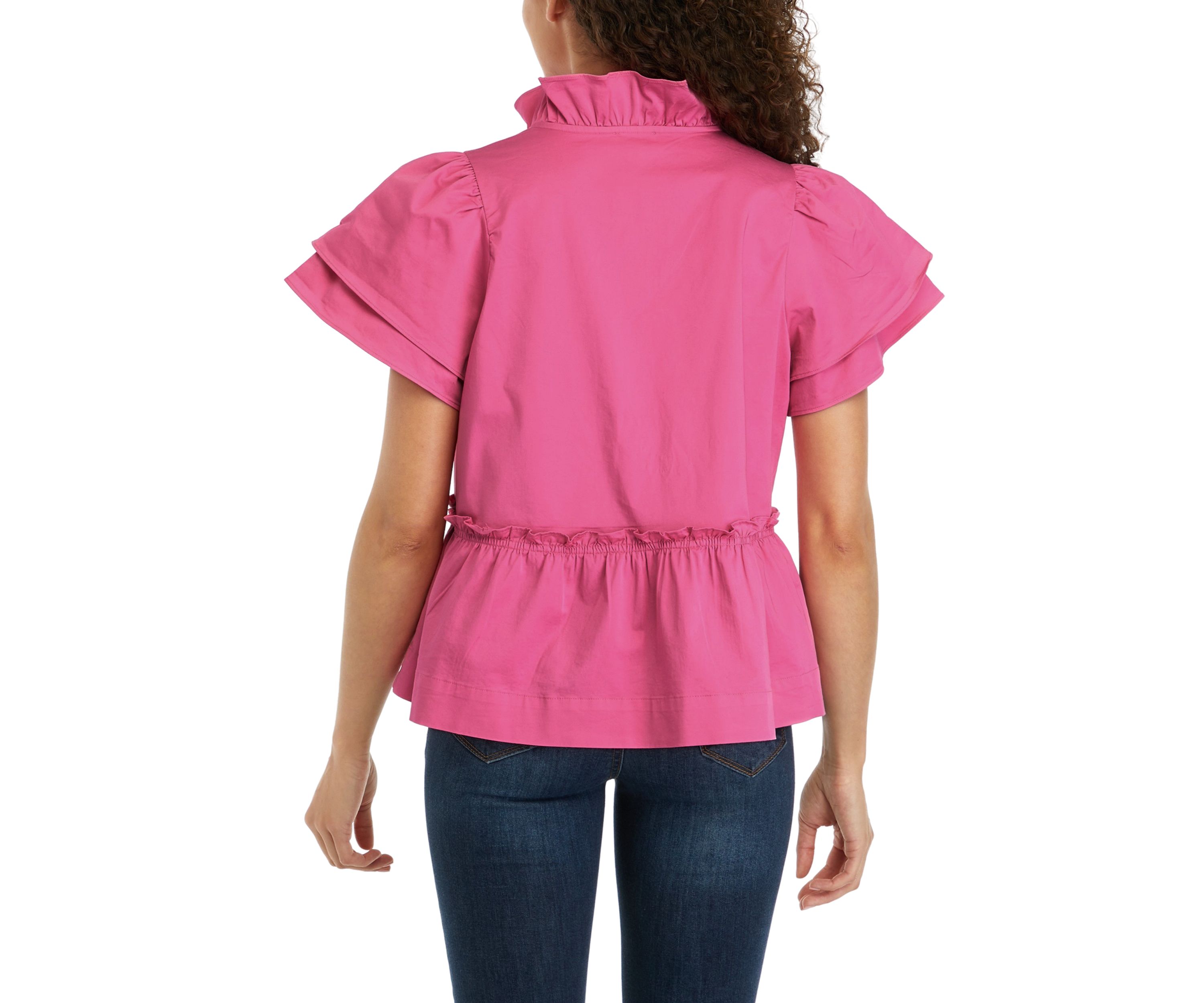Petite Solid Flutter Sleeve Top