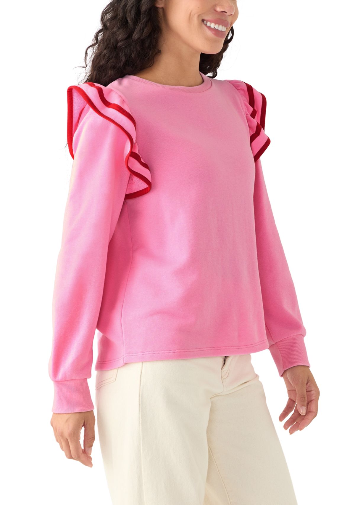 Petite Ruffle Sleeve Sweatshirt 