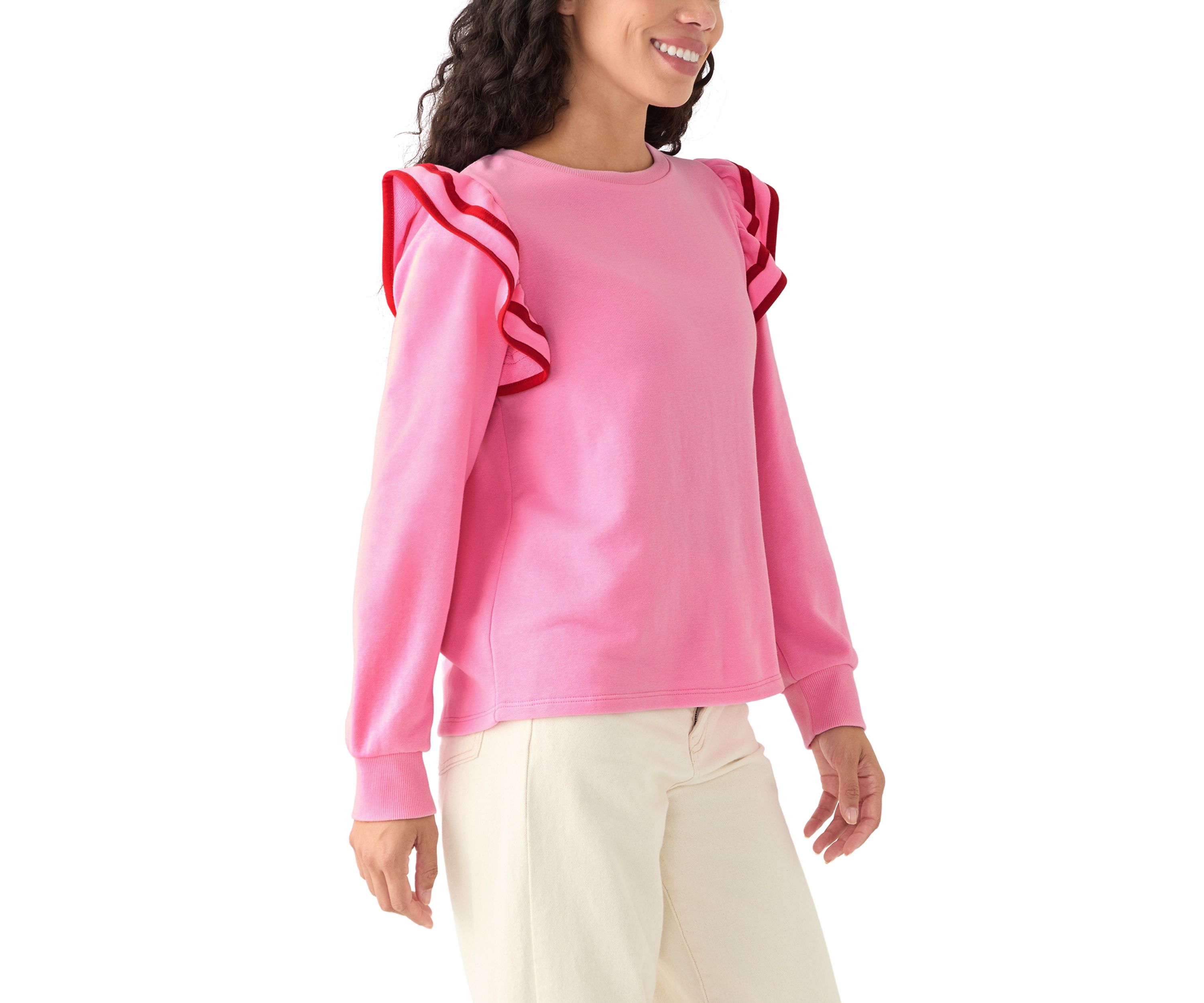 Petite Ruffle Sleeve Sweatshirt 