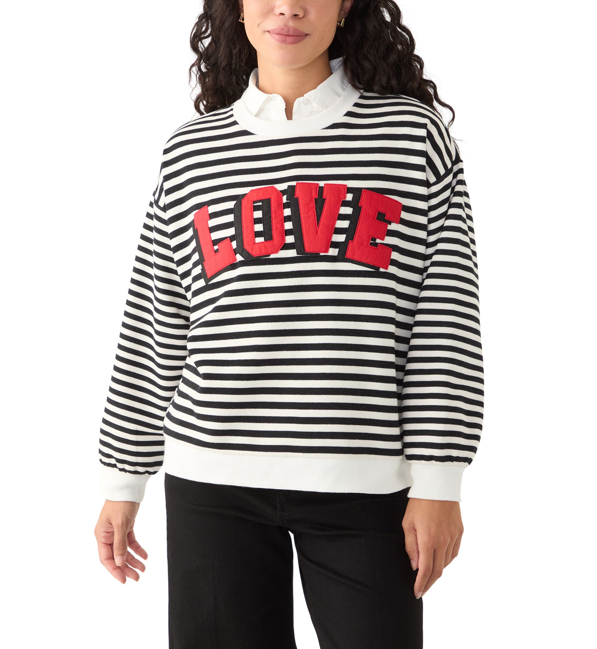 Petite Long Sleeve Patch Sweeper Sweater