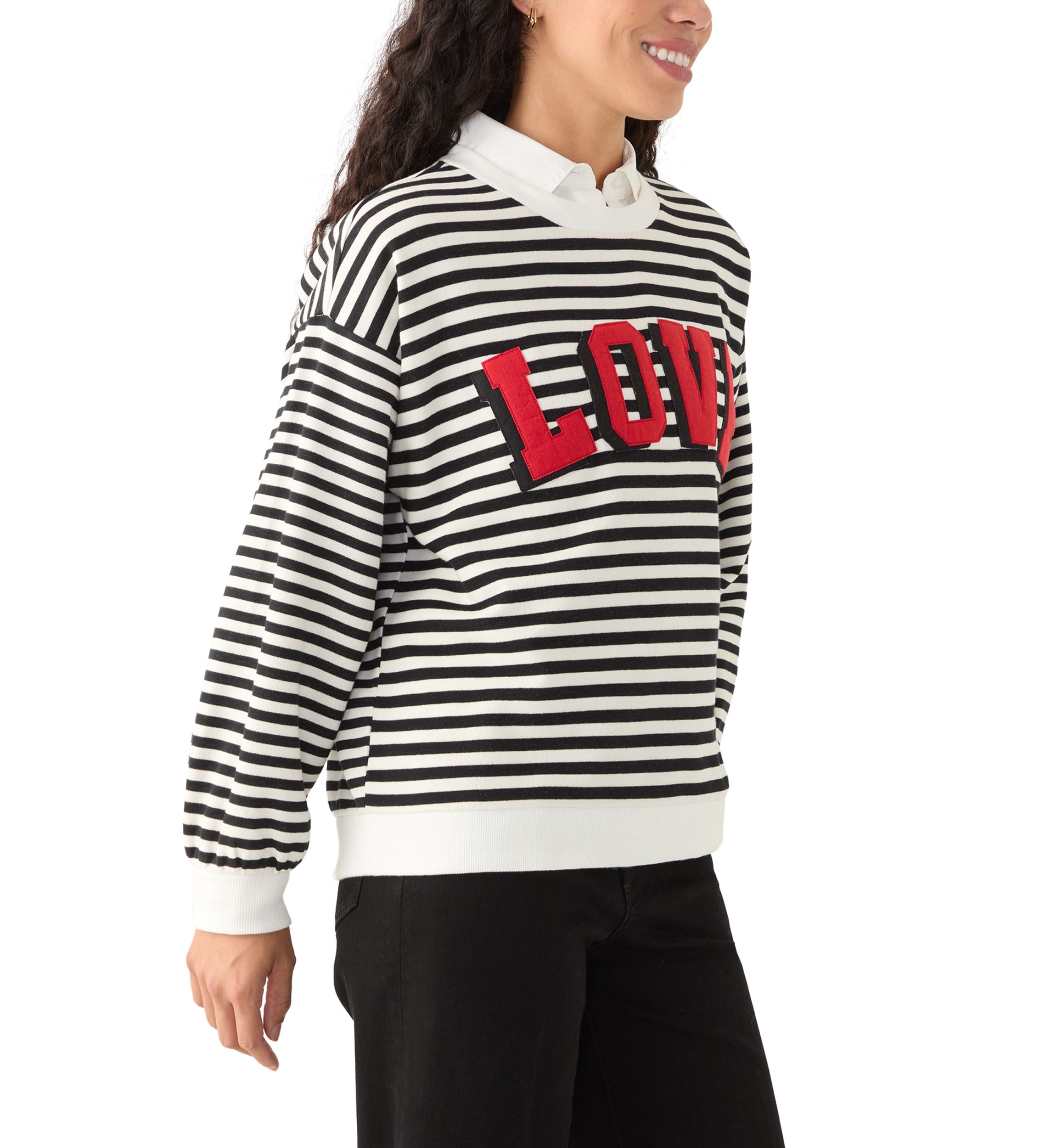 Petite Long Sleeve Patch Sweeper Sweater