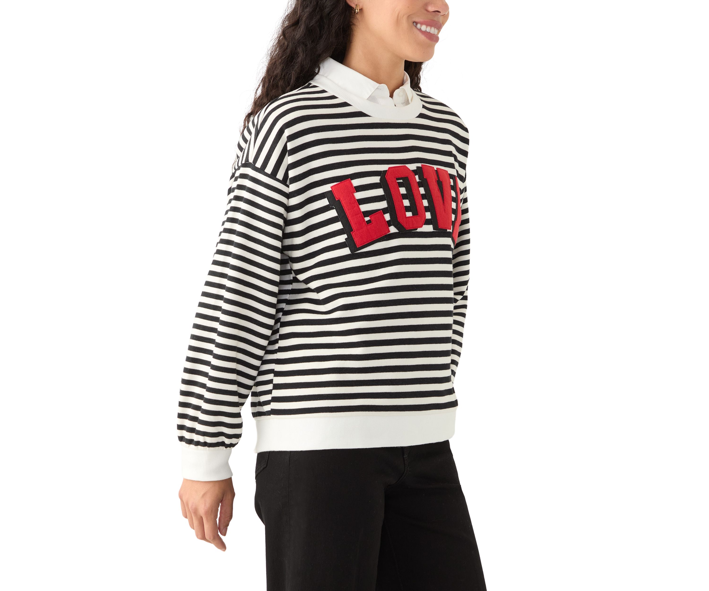 Petite Long Sleeve Patch Sweeper Sweater