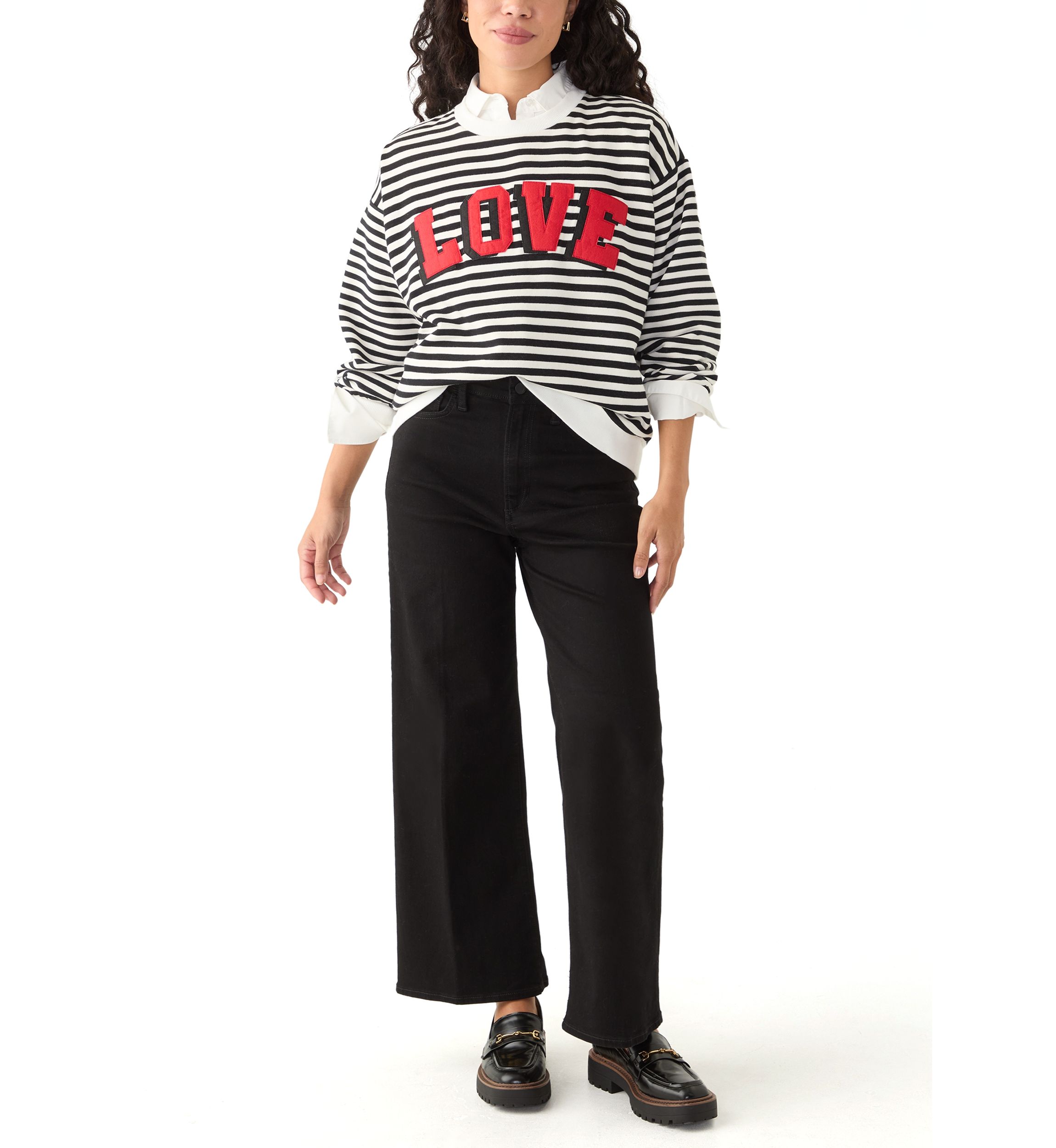 Petite Long Sleeve Patch Sweeper Sweater