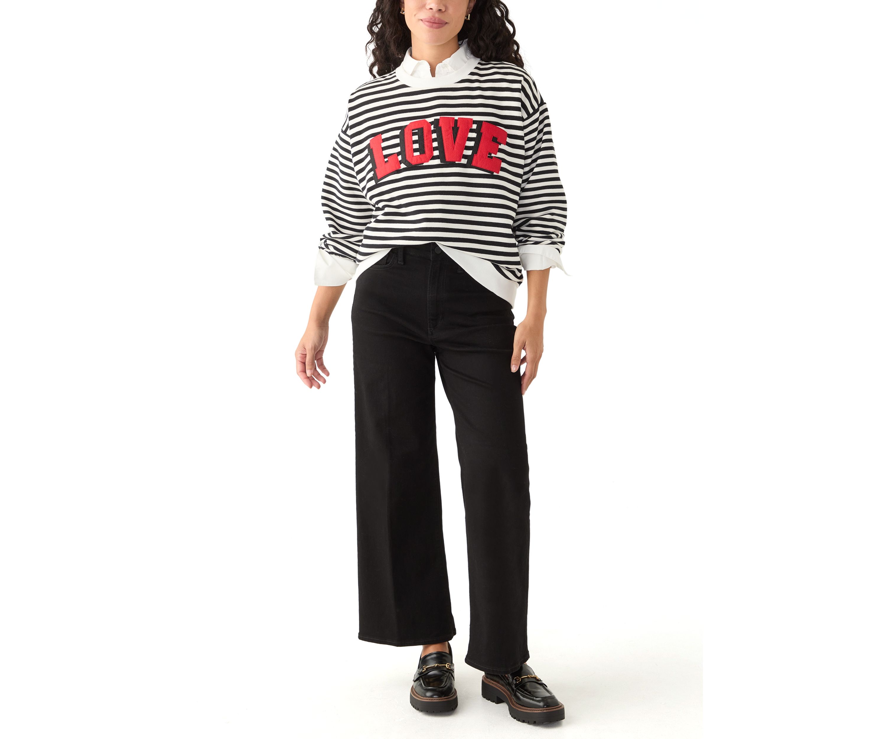 Petite Long Sleeve Patch Sweeper Sweater
