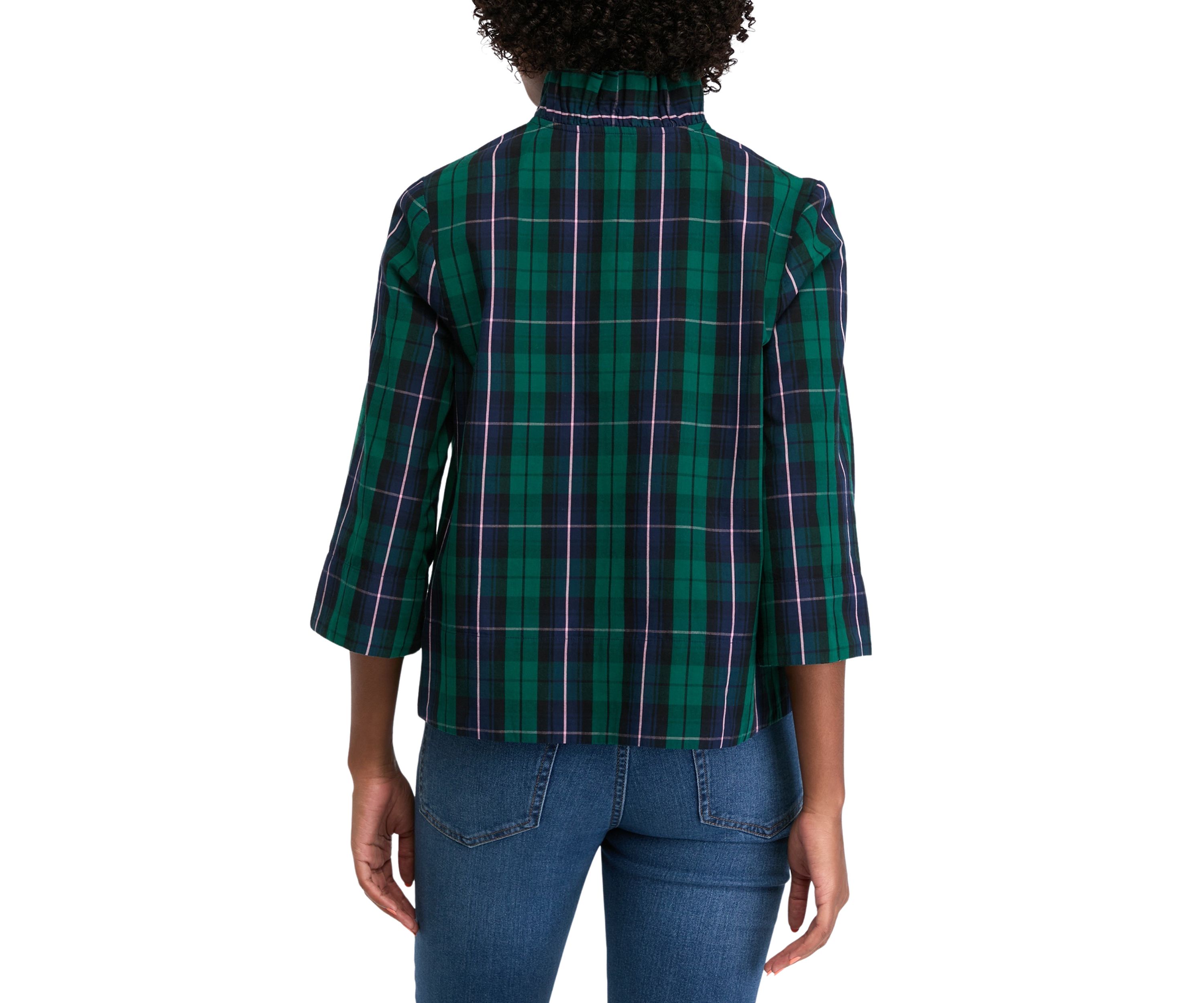 Petite Printed Split Neck Top