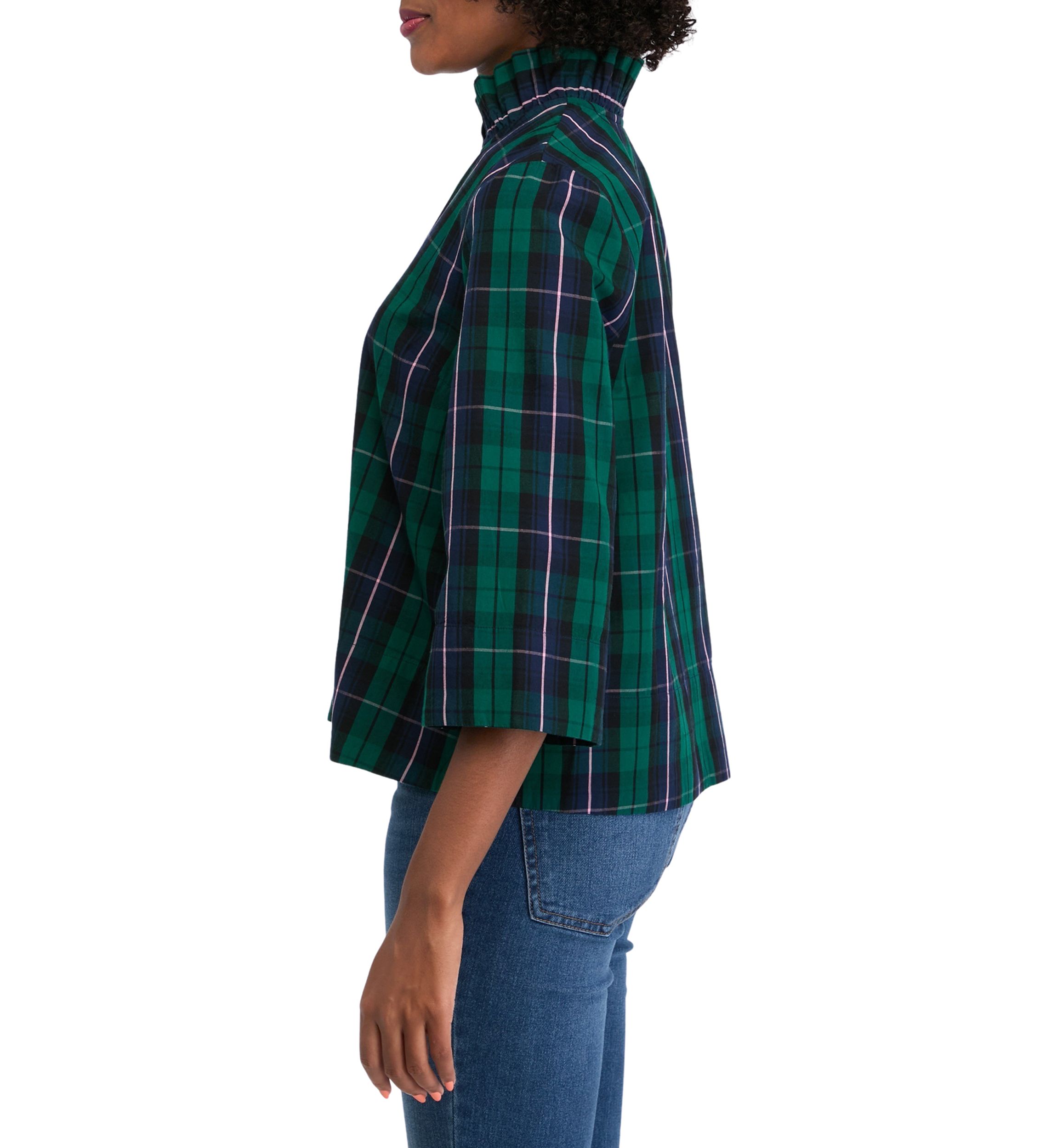 Petite Printed Split Neck Top