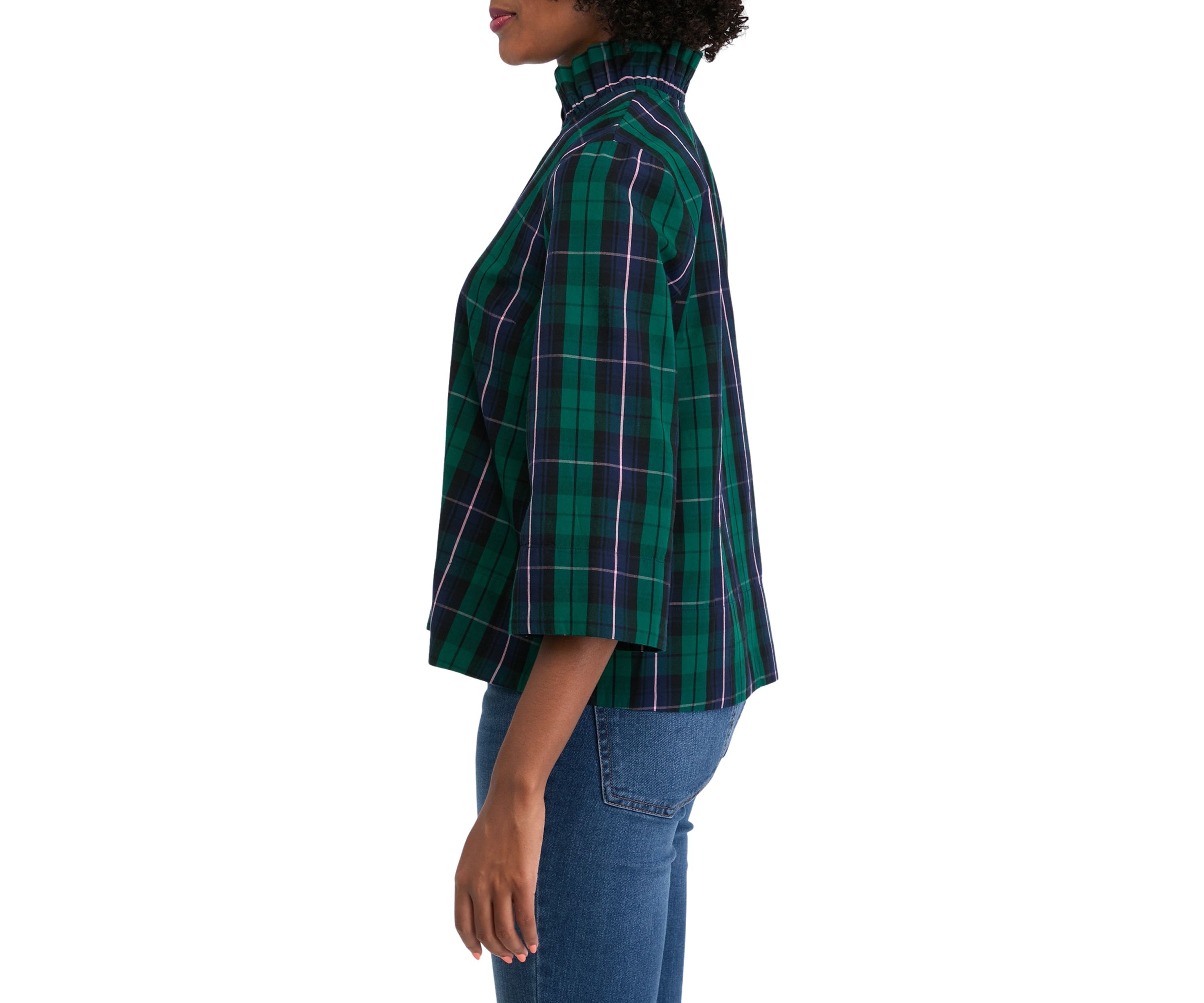 Petite Printed Split Neck Top