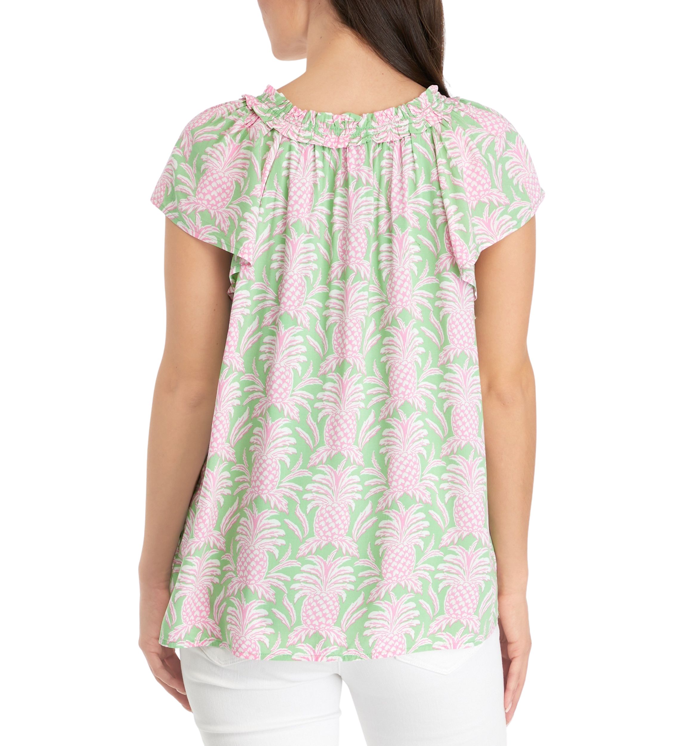 Petite Printed Eyelet Top