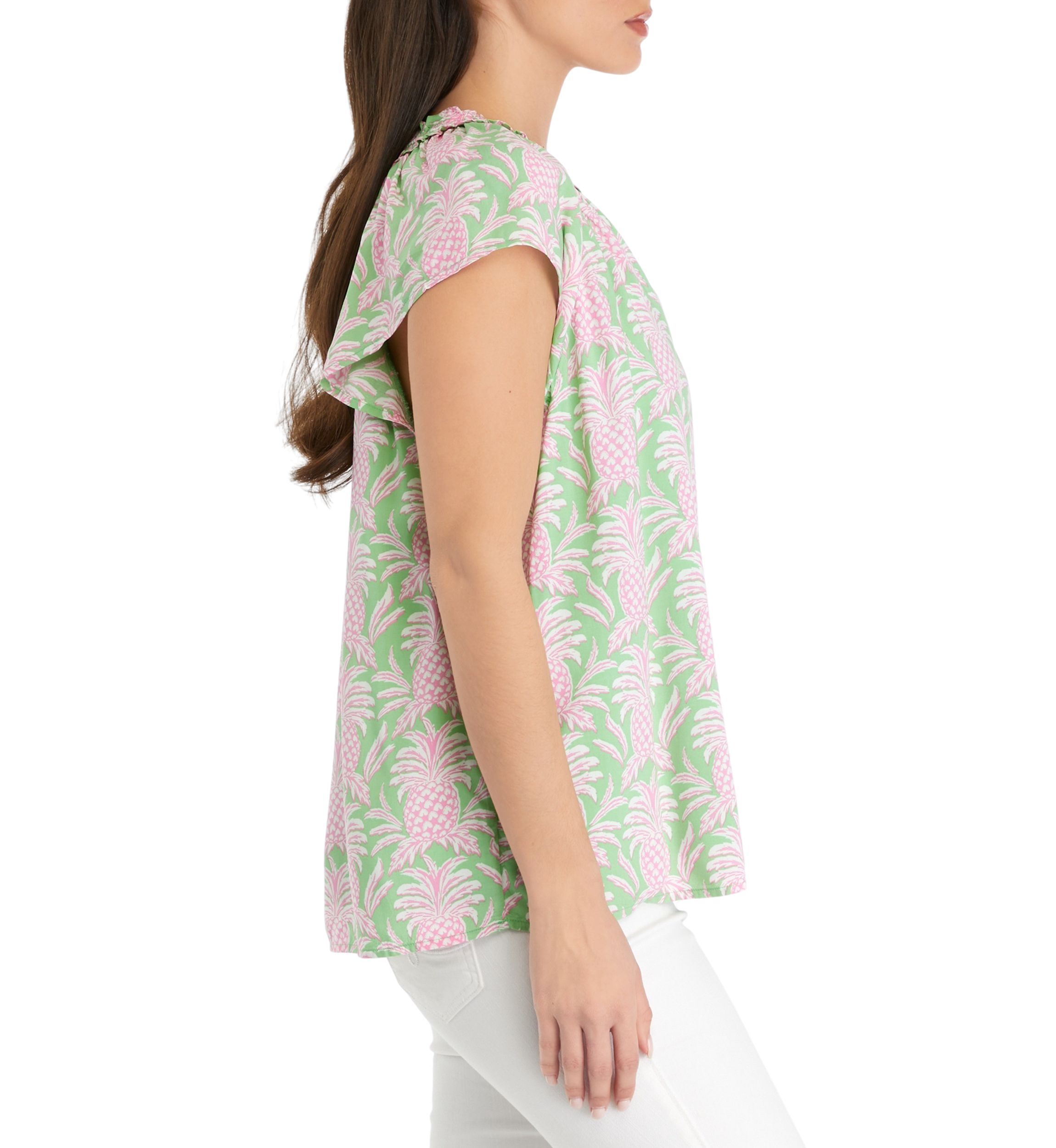 Petite Printed Eyelet Top