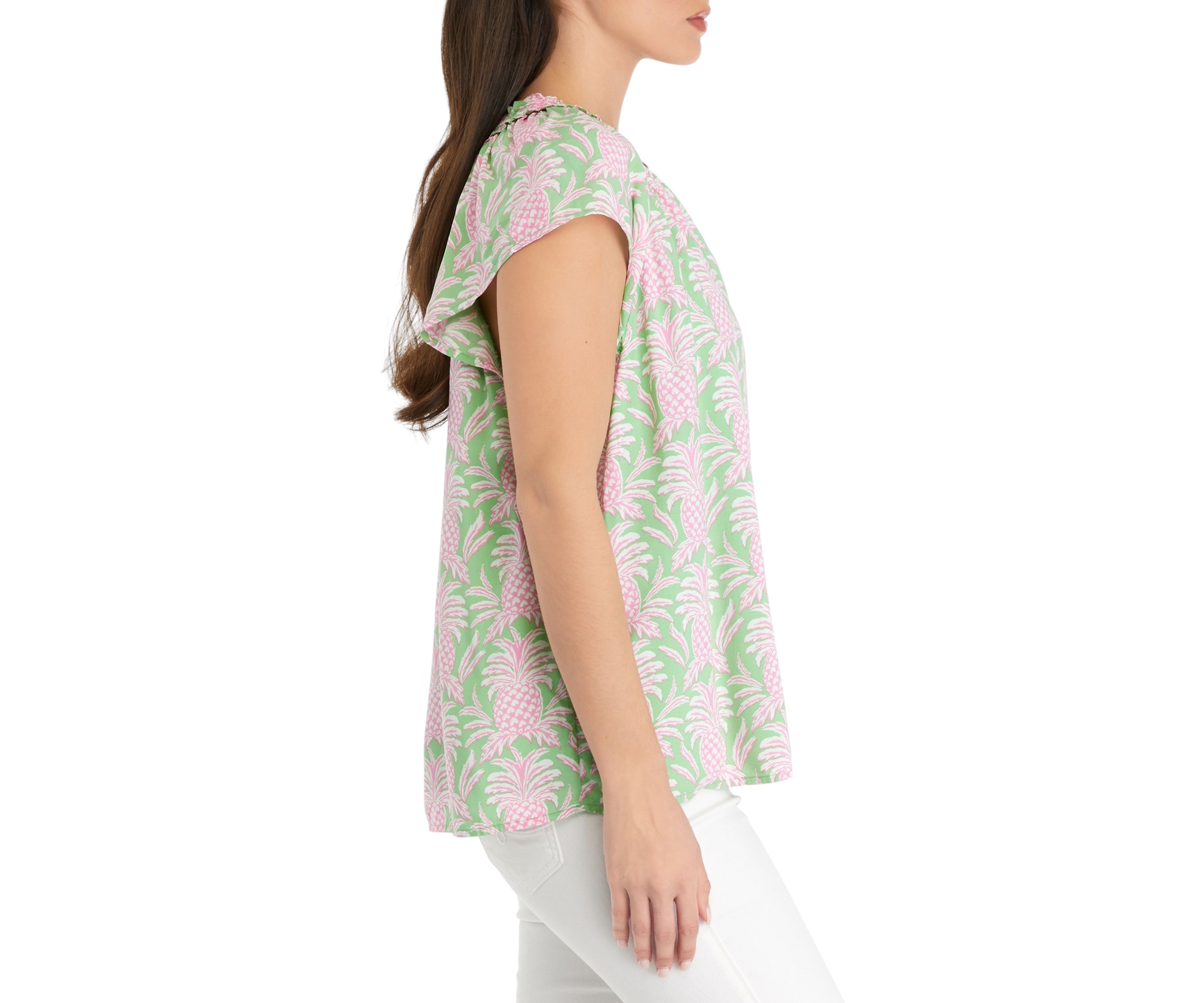 Petite Printed Eyelet Top