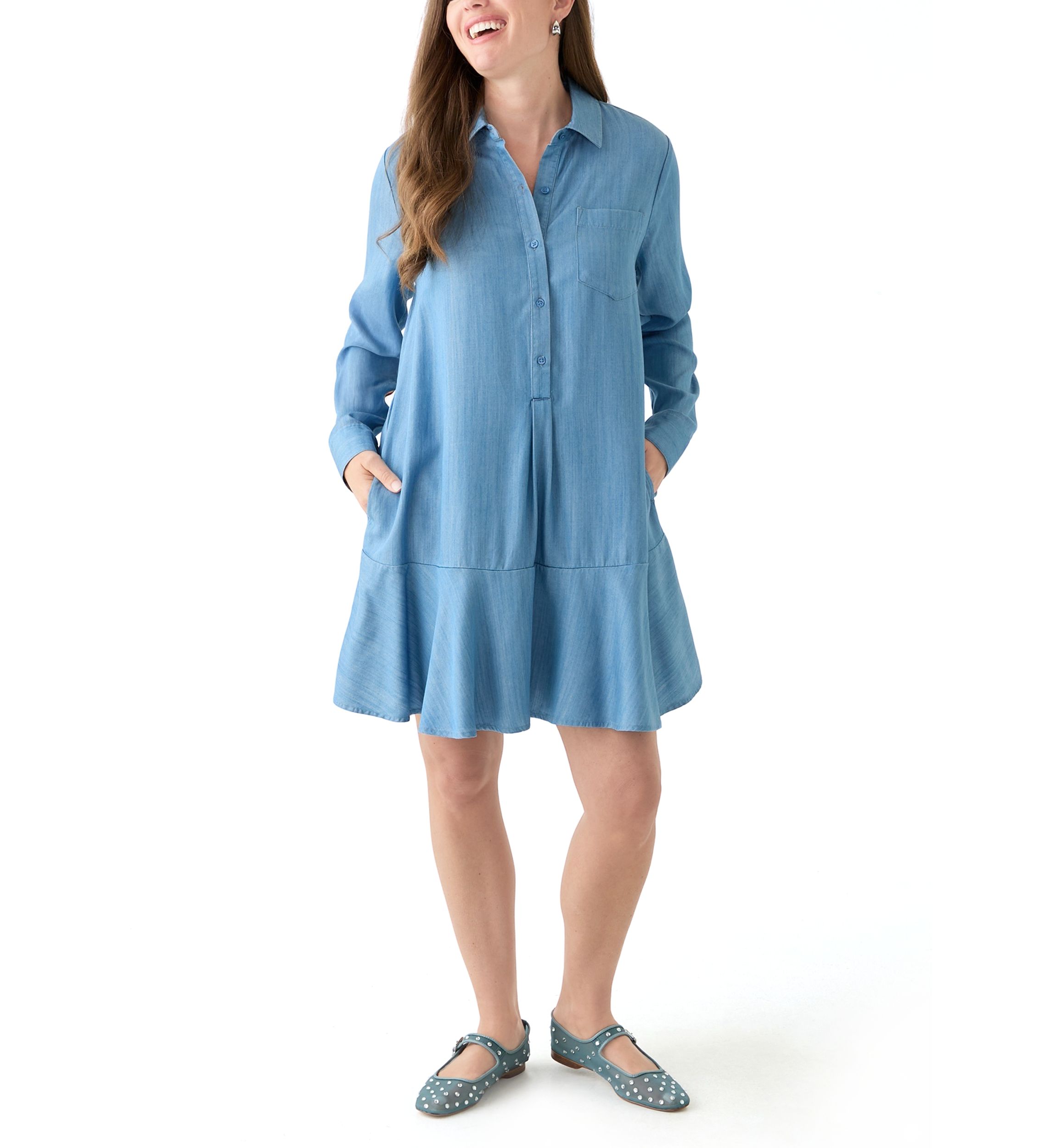 Petite Flounce Shirtdress