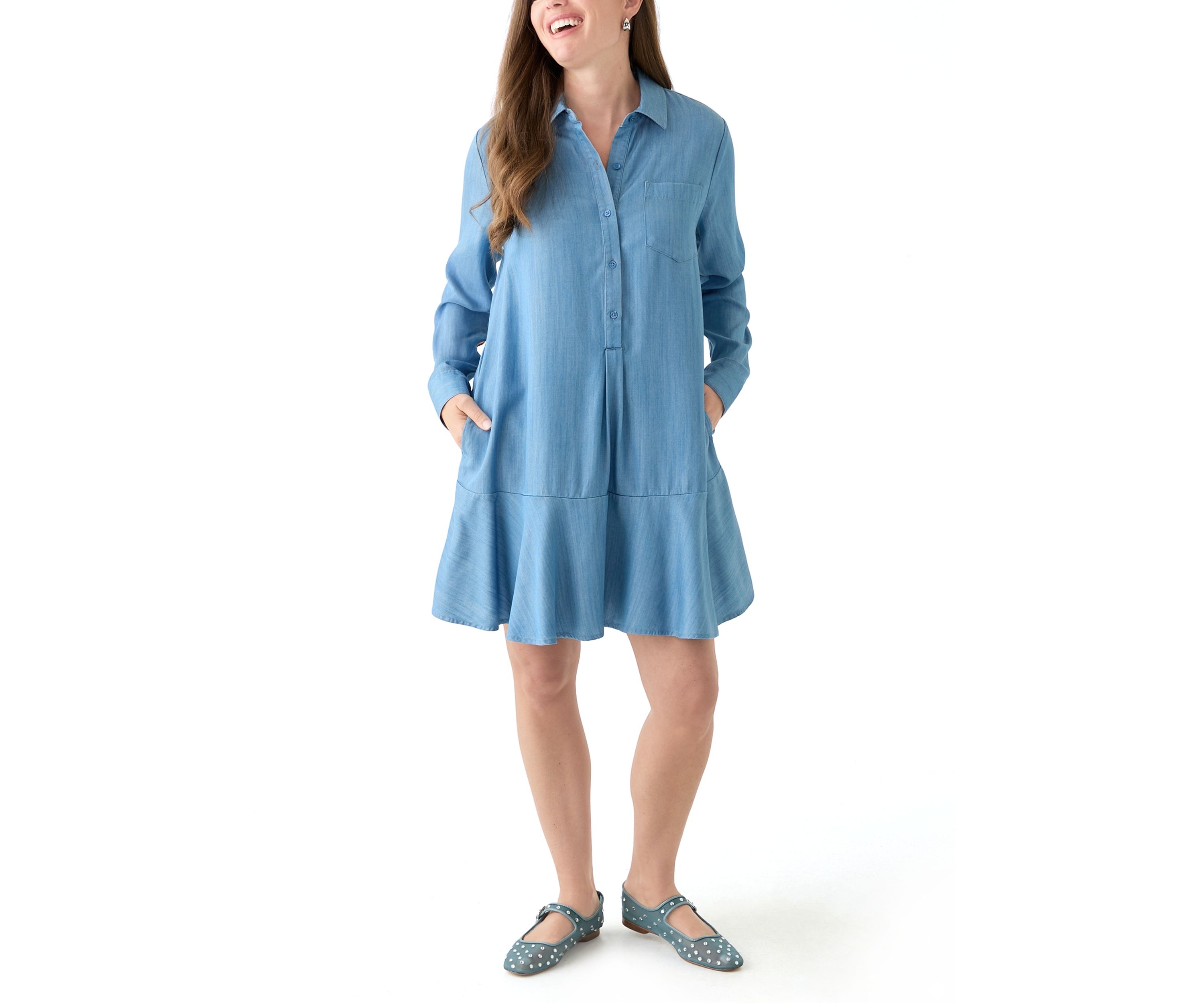Petite Flounce Shirtdress