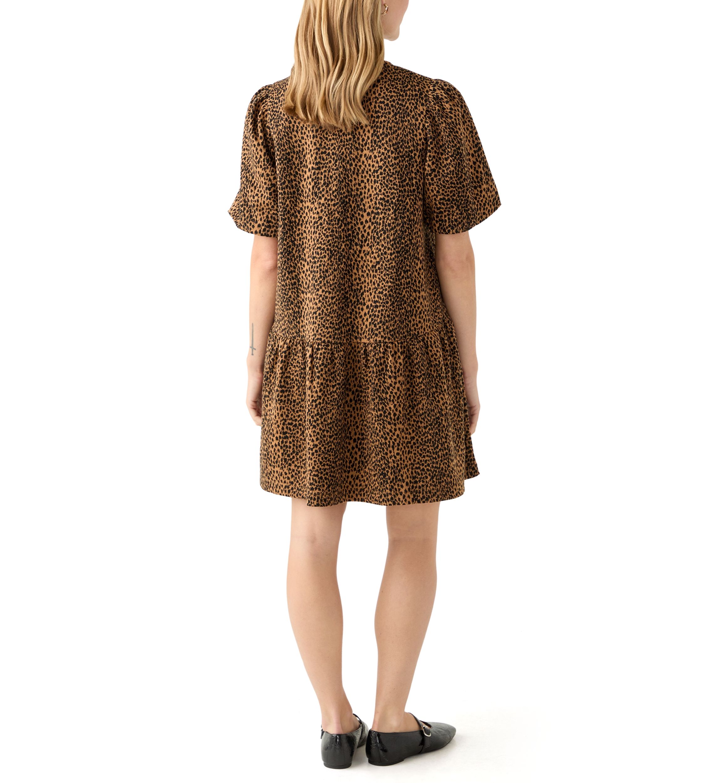 Petite Balloon Sleeve Printed Jacquard Dress