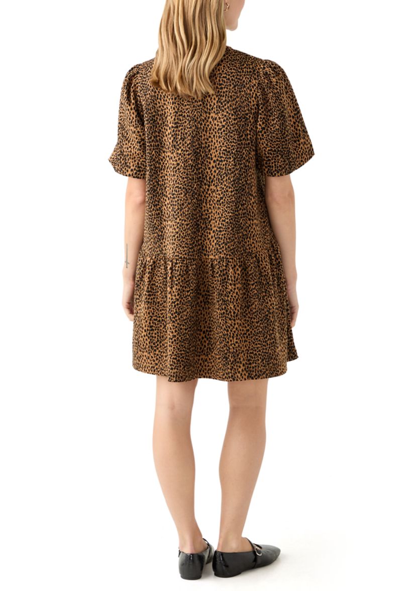 Petite Balloon Sleeve Printed Jacquard Dress