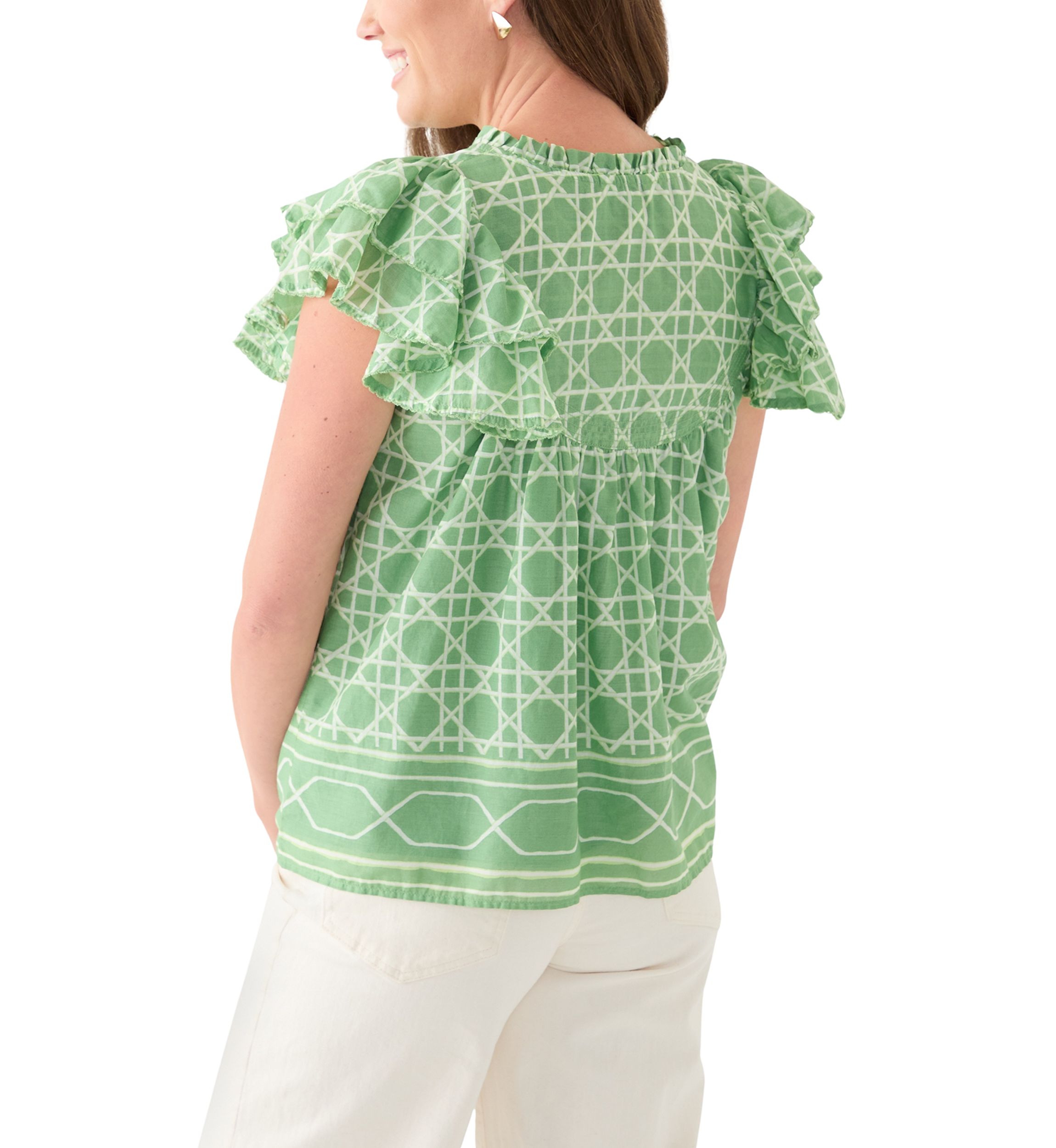 Petite Flutter Sleeve Printed Top