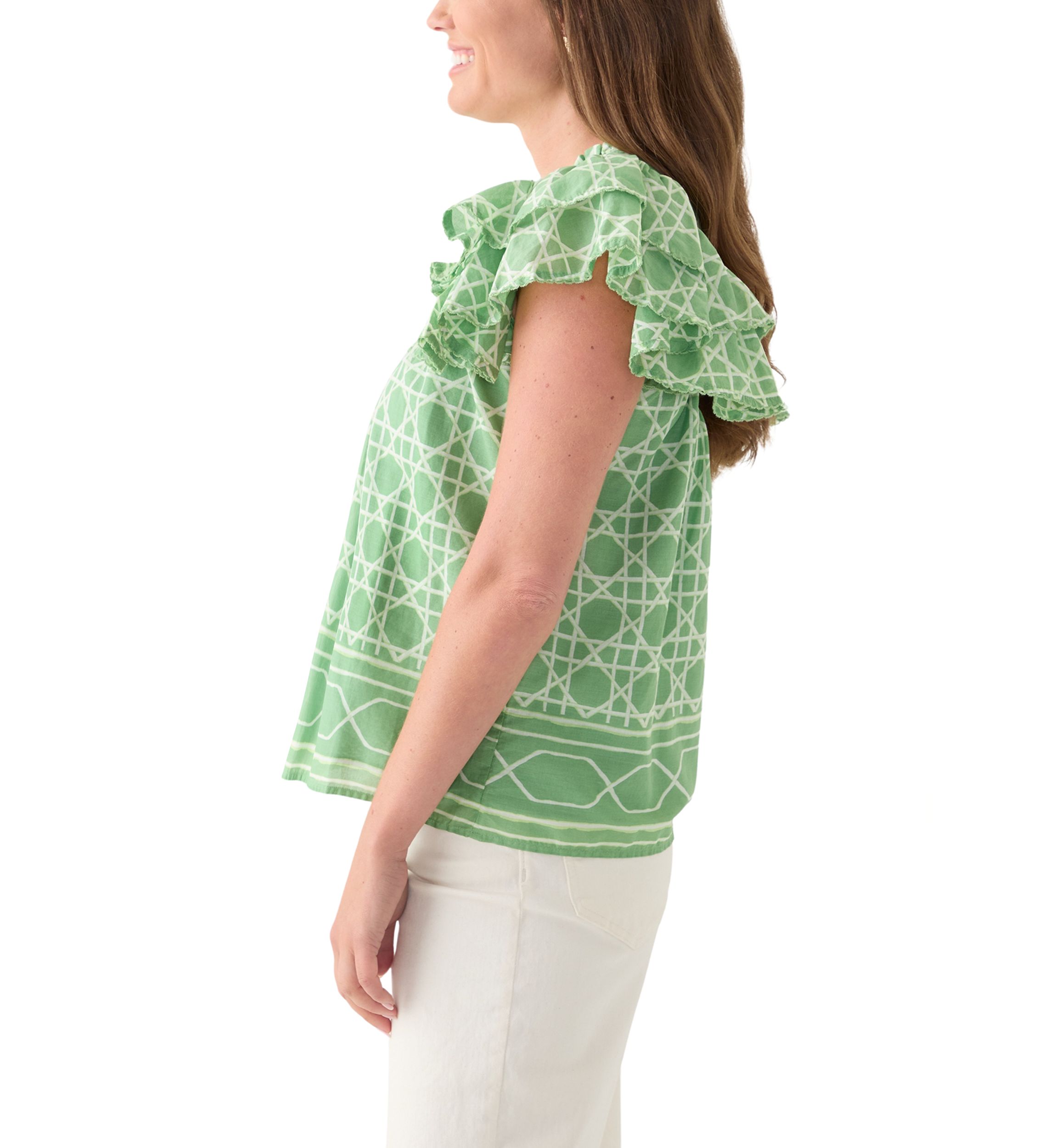 Petite Flutter Sleeve Printed Top