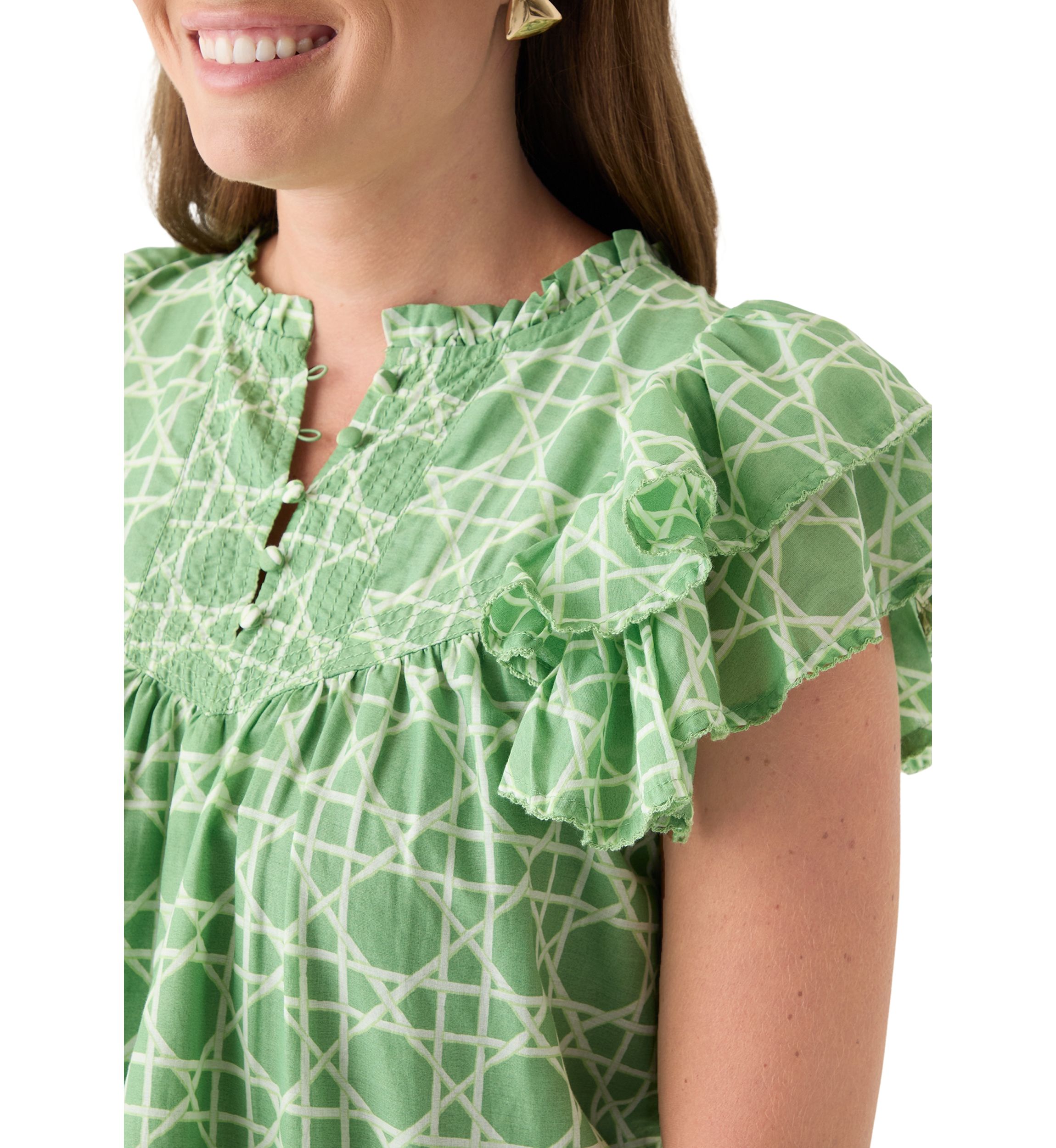Petite Flutter Sleeve Printed Top
