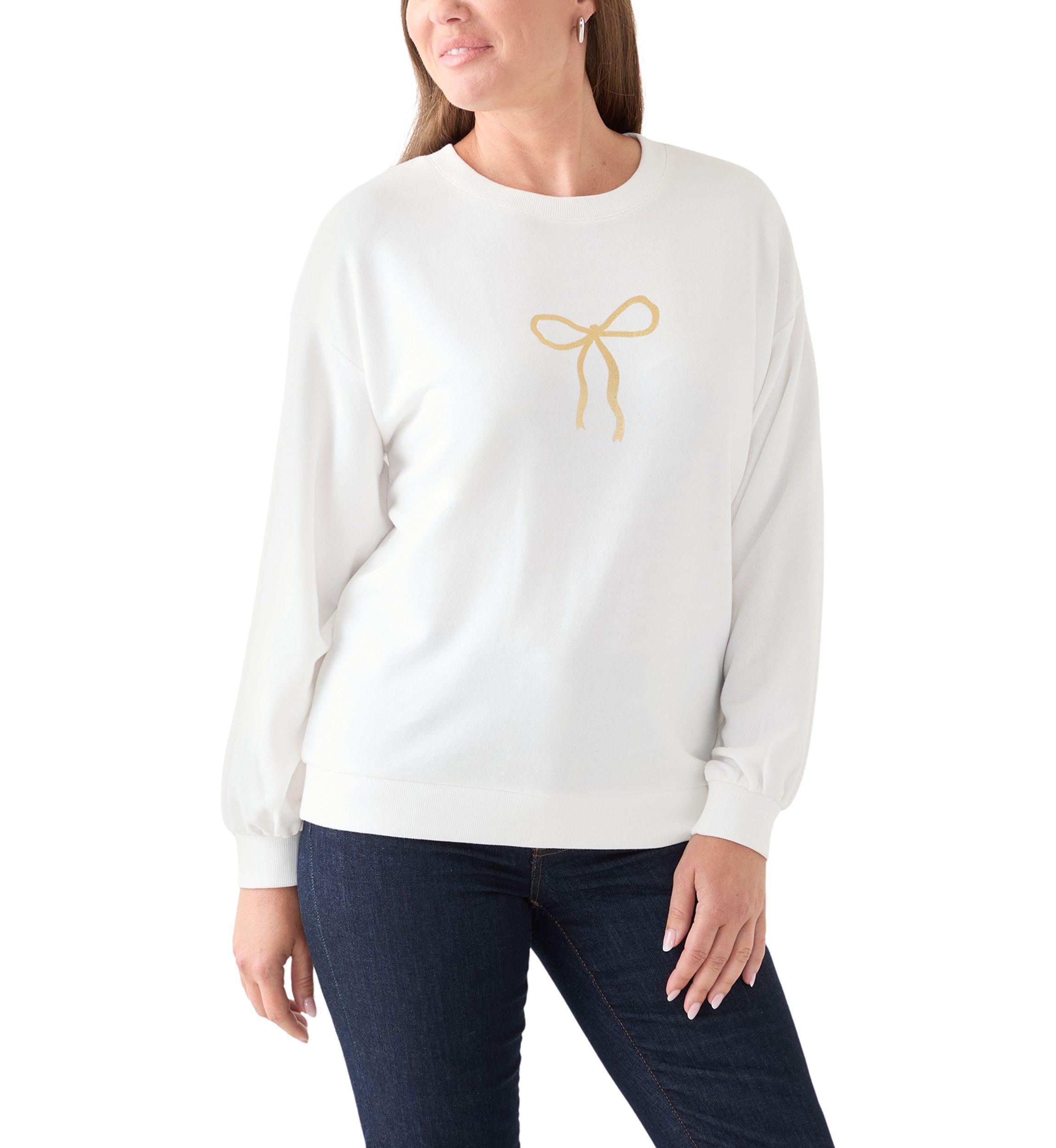  Petite Long Sleeve Embroidered Sweatshirt