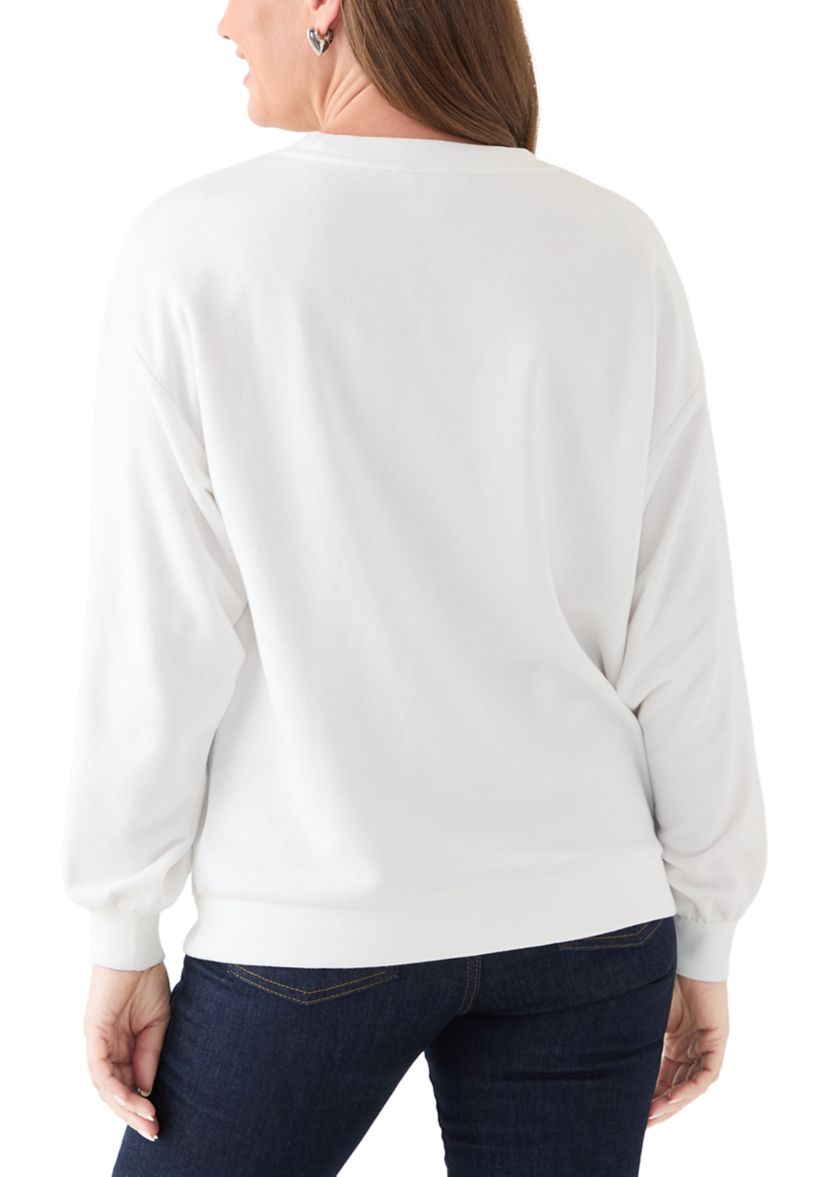  Petite Long Sleeve Embroidered Sweatshirt