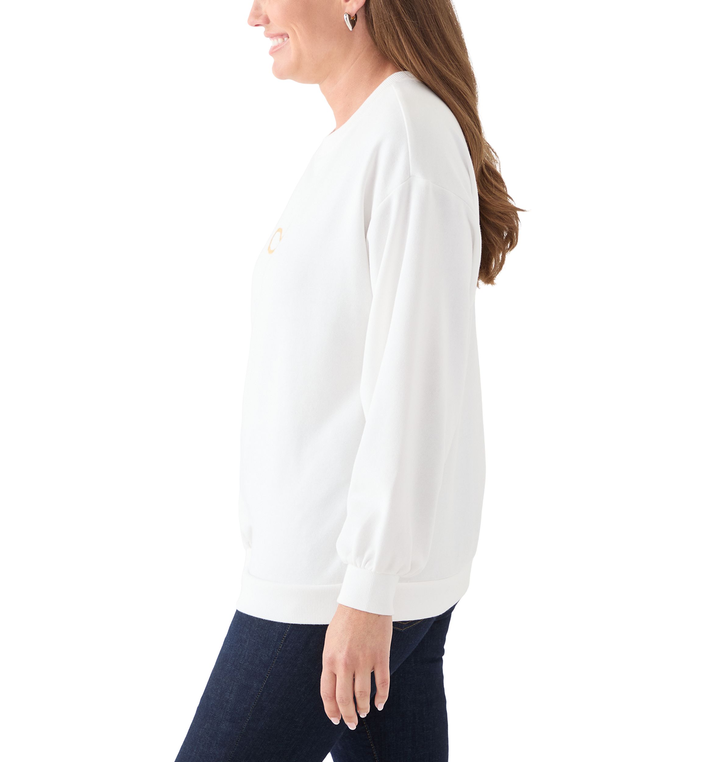  Petite Long Sleeve Embroidered Sweatshirt