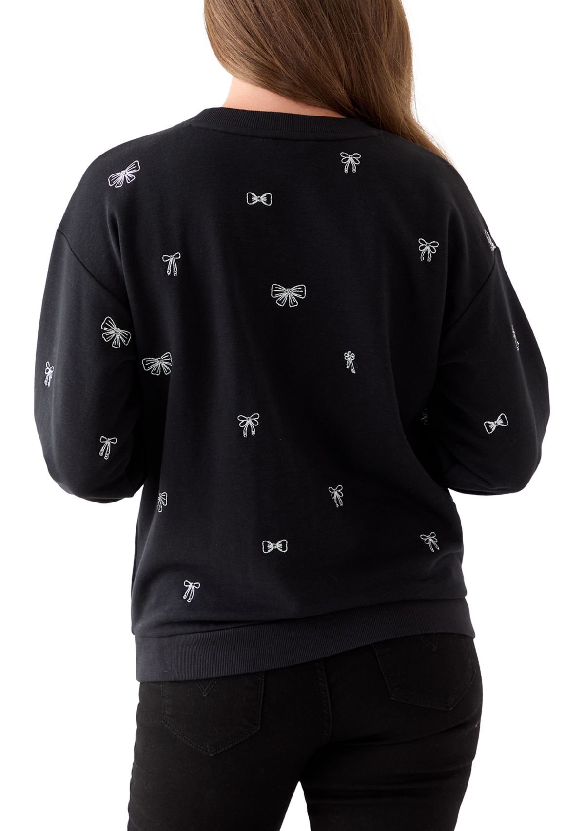 Petite Long Sleeve Embellished Sweatshirt