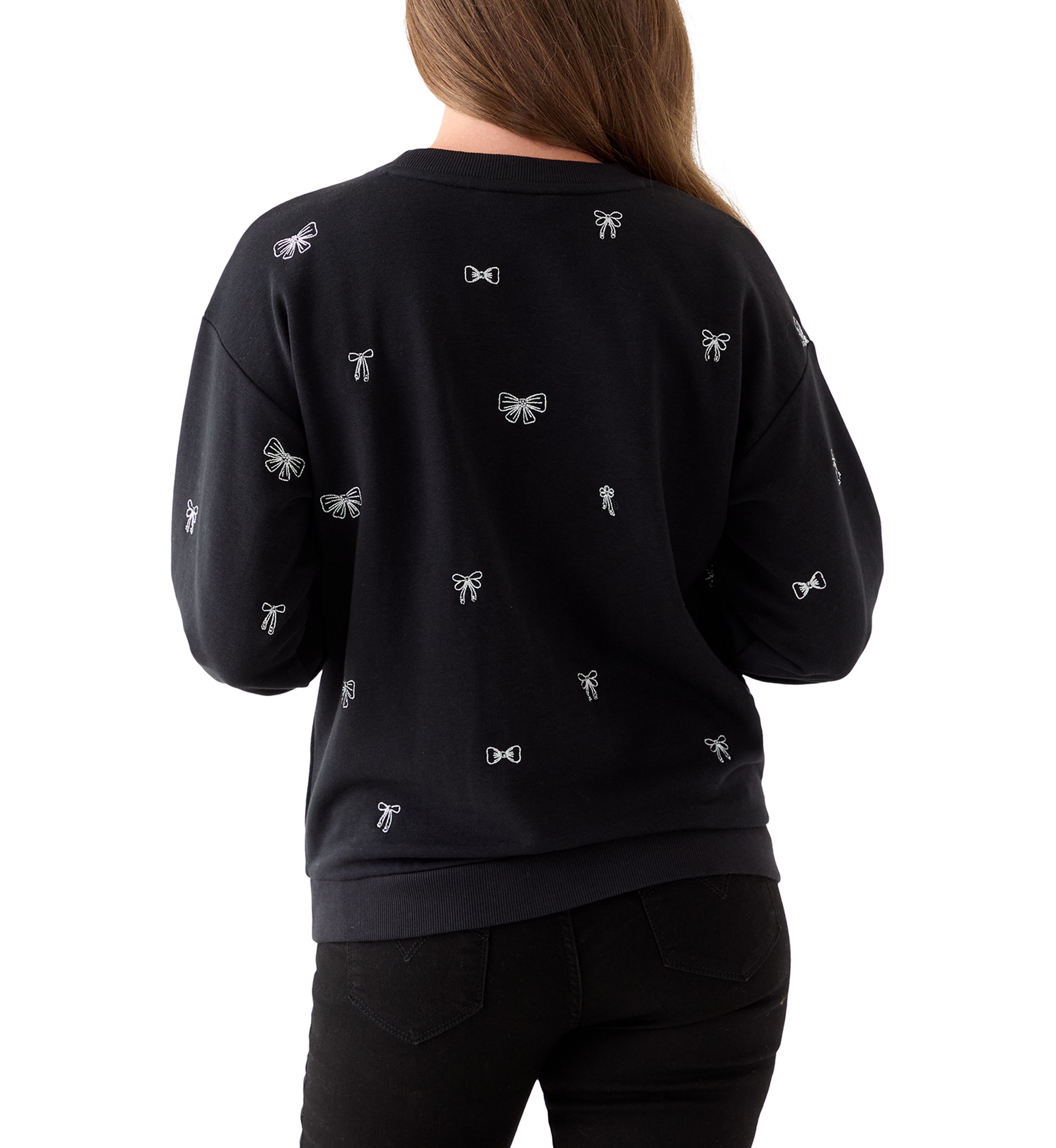 Petite Long Sleeve Embellished Sweatshirt