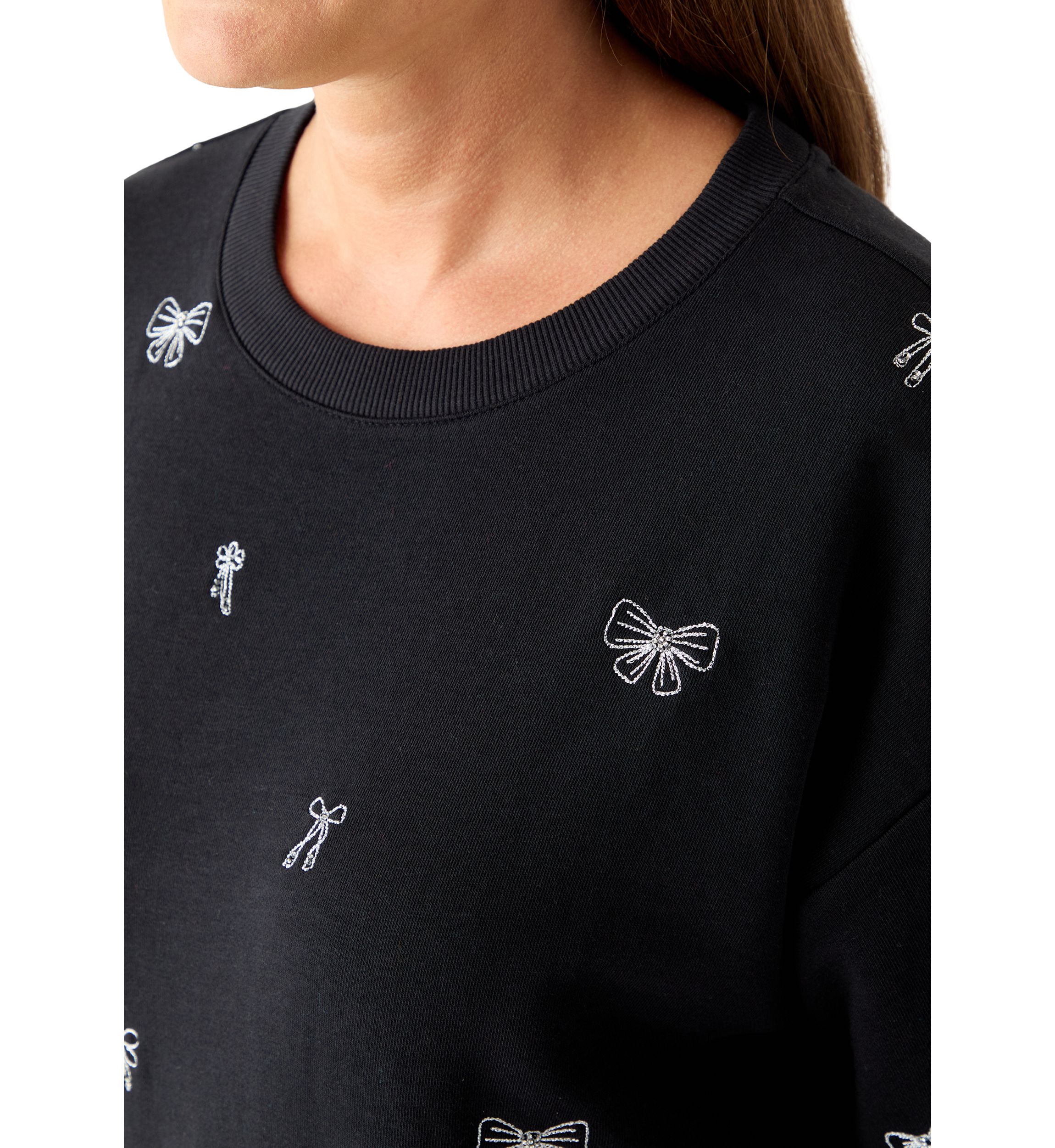 Petite Long Sleeve Embellished Sweatshirt