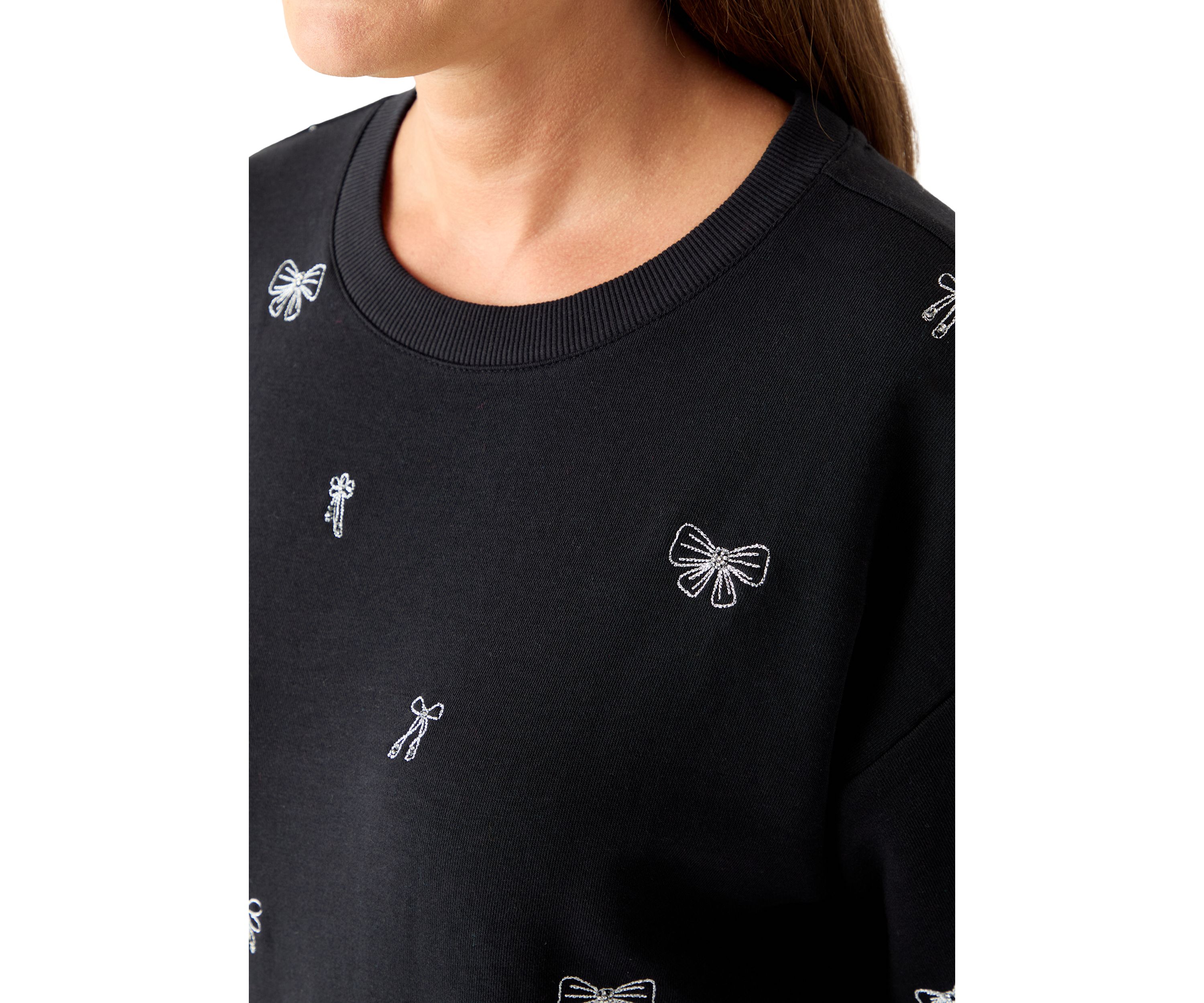 Petite Long Sleeve Embellished Sweatshirt