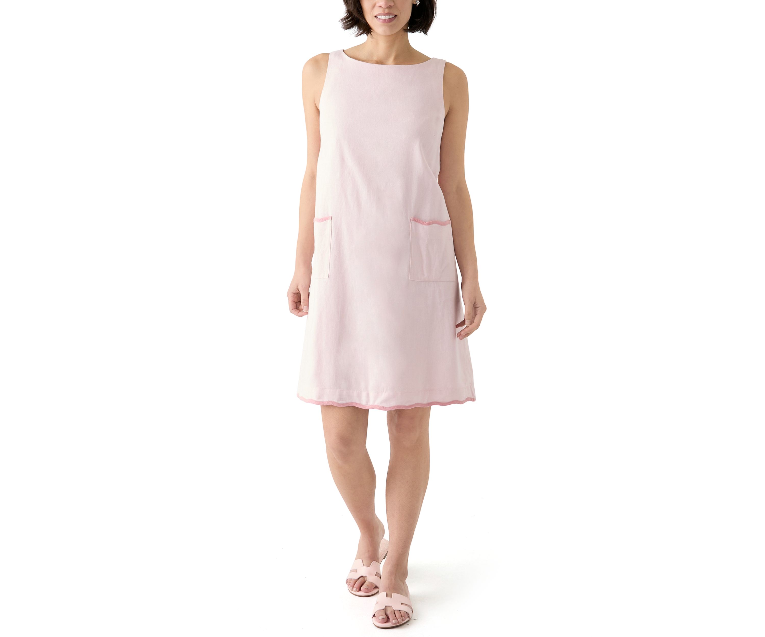 Petite Sleeveless Scallop Shift Dress
