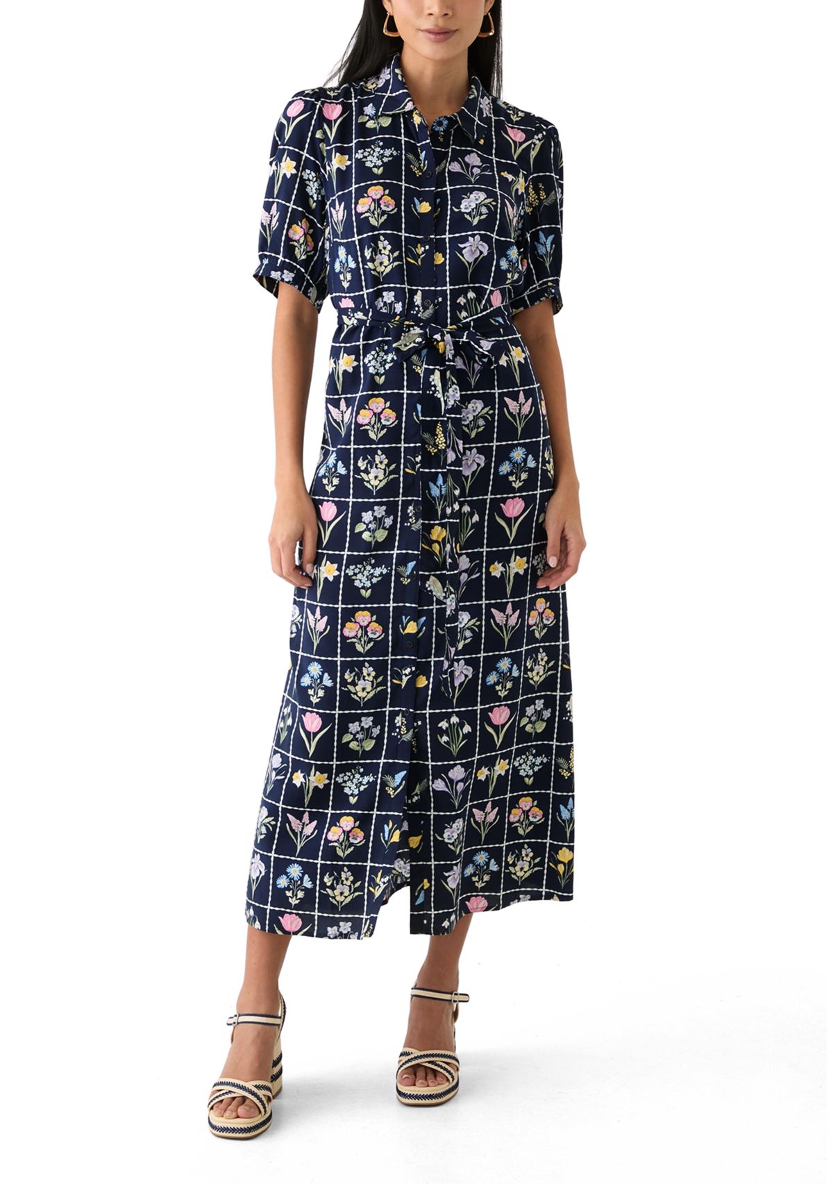 Petite Belted Printed Shirtdress
