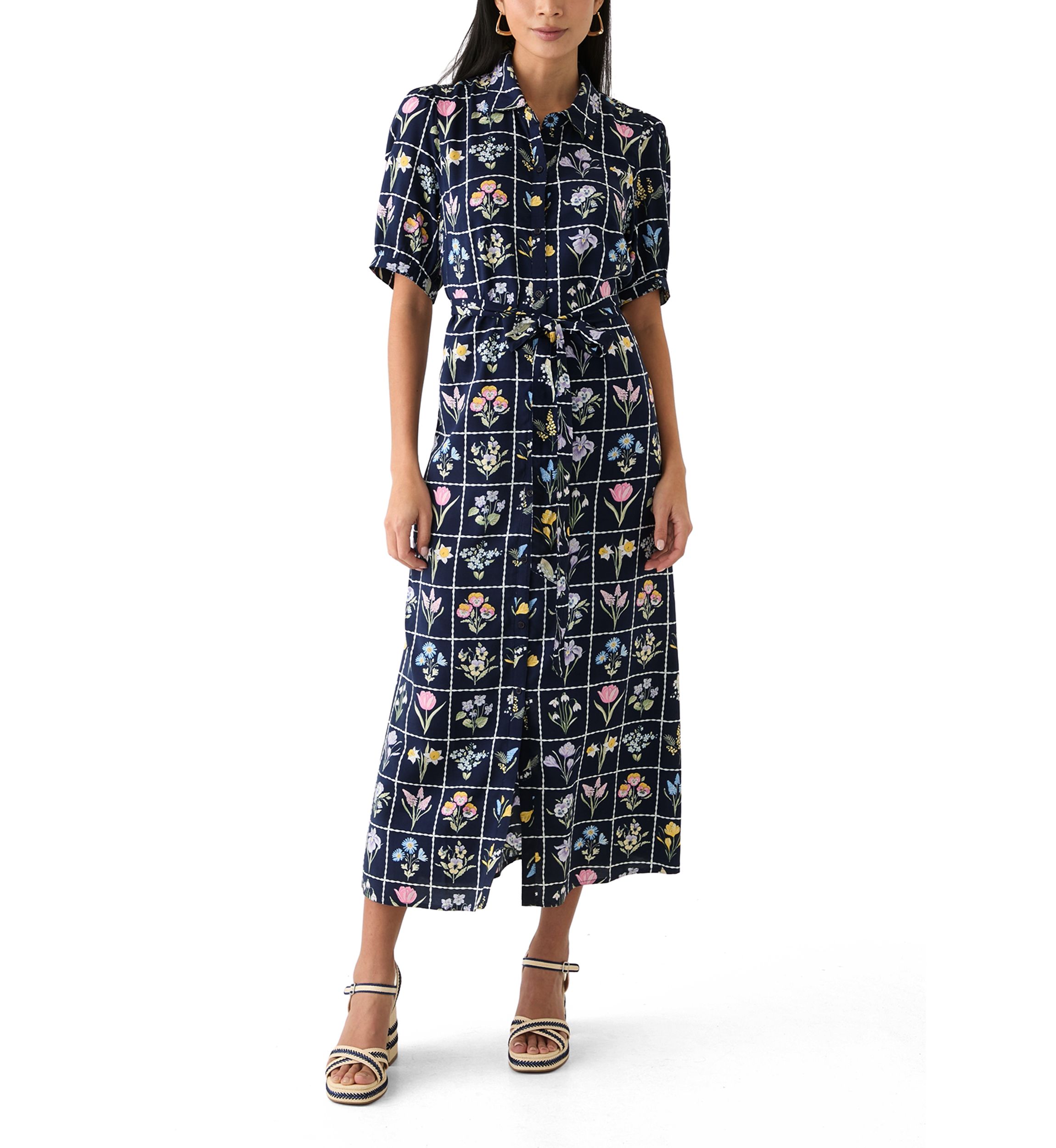 Petite Belted Printed Shirtdress