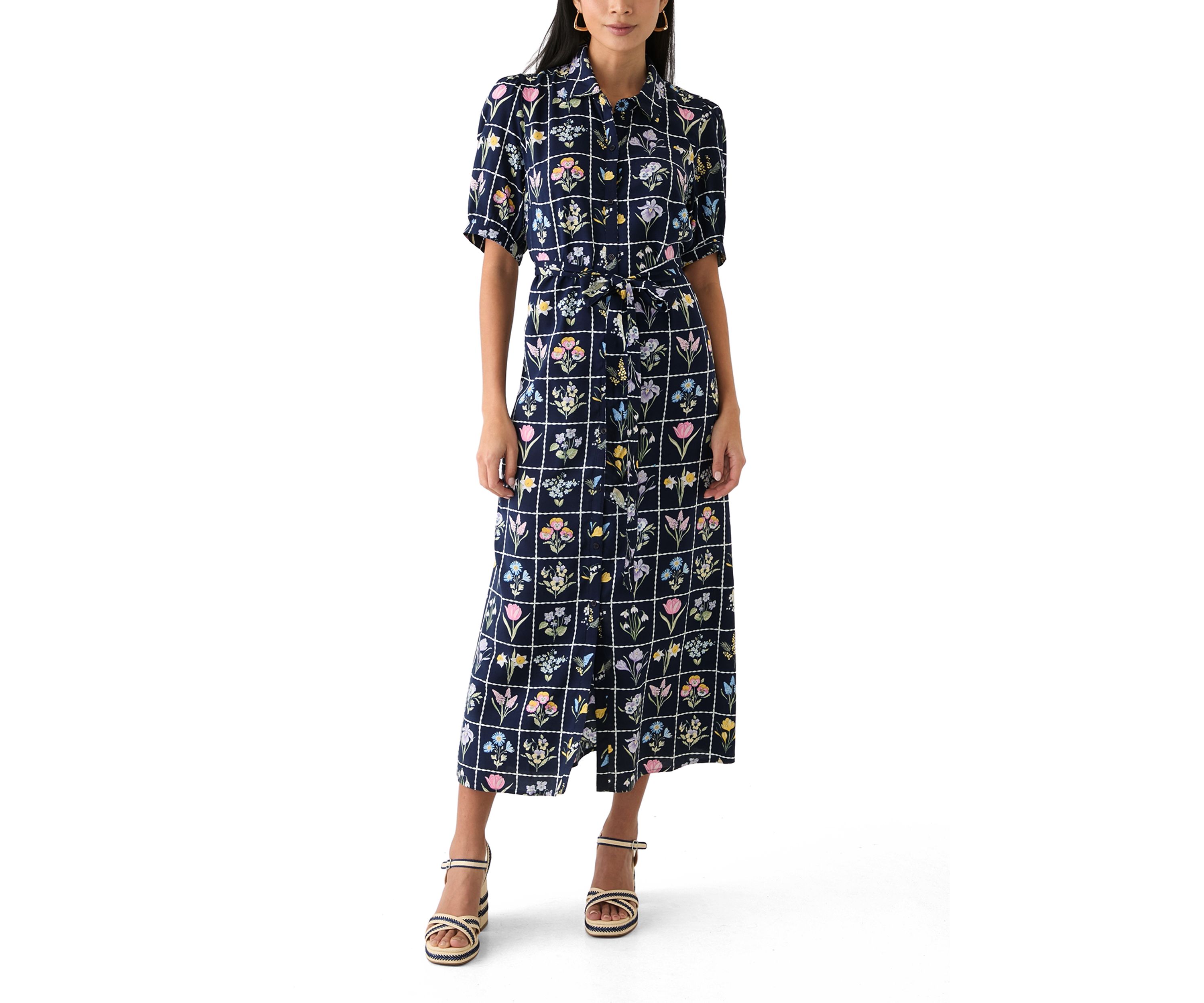 Petite Belted Printed Shirtdress