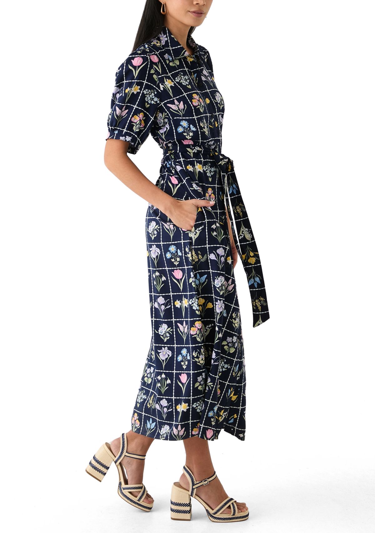 Petite Belted Printed Shirtdress