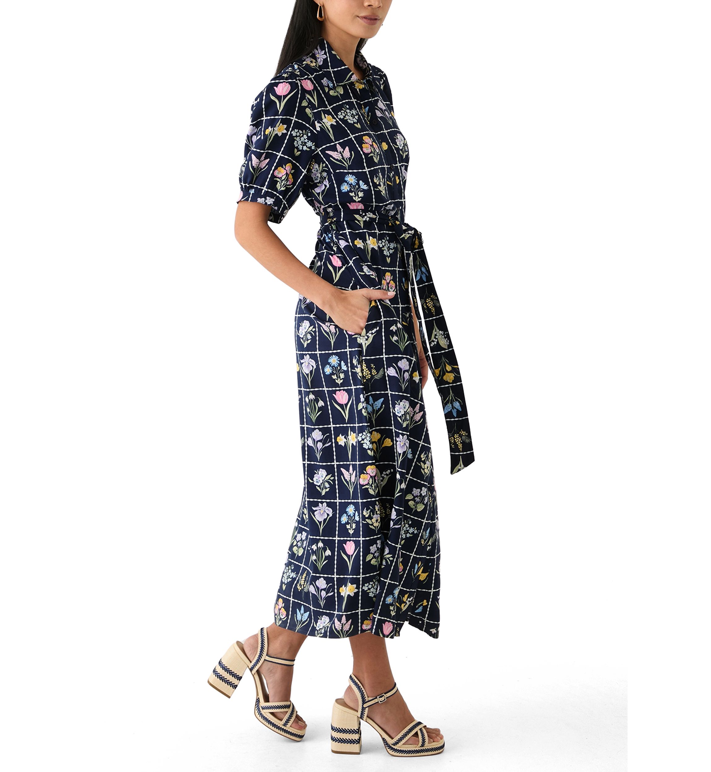 Petite Belted Printed Shirtdress