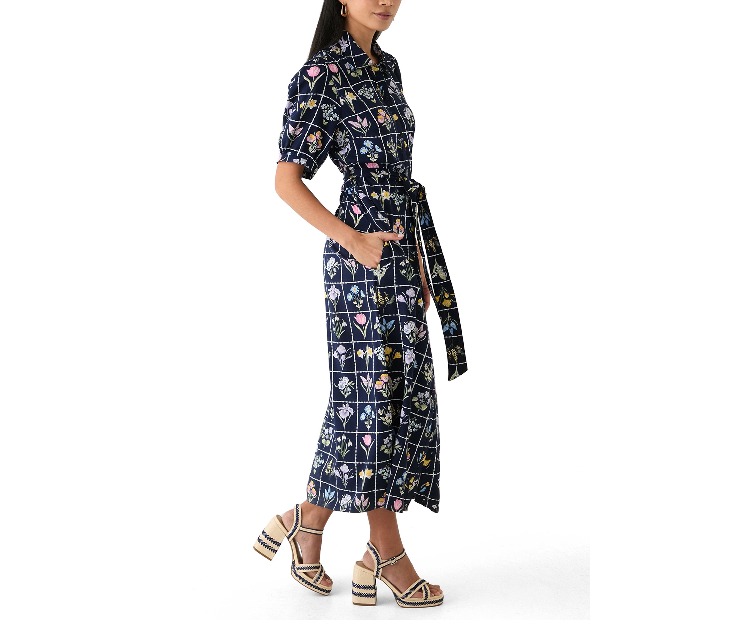 Petite Belted Printed Shirtdress