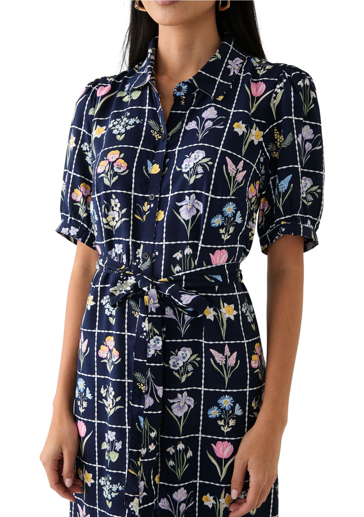 Petite Belted Printed Shirtdress