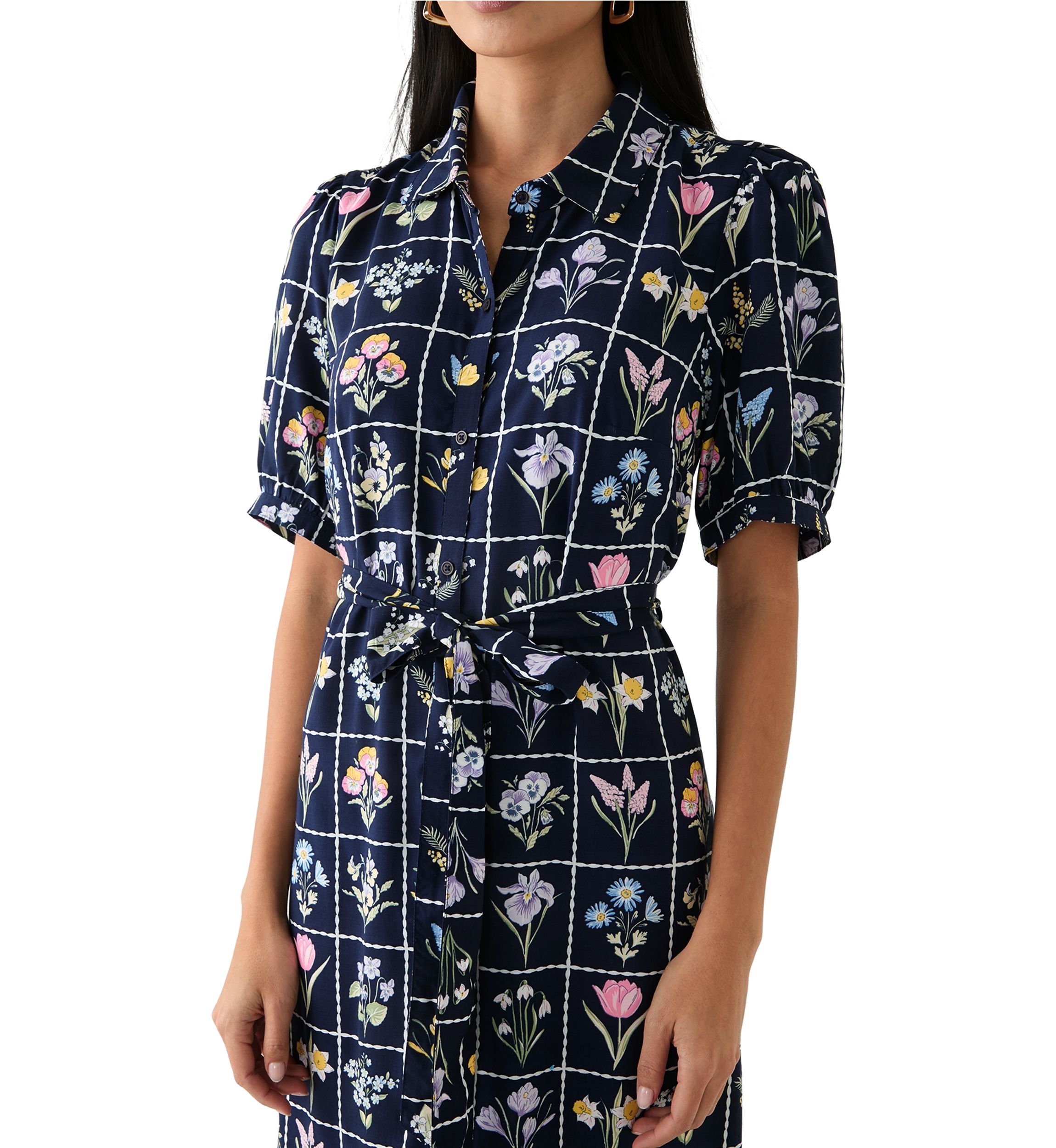 Petite Belted Printed Shirtdress