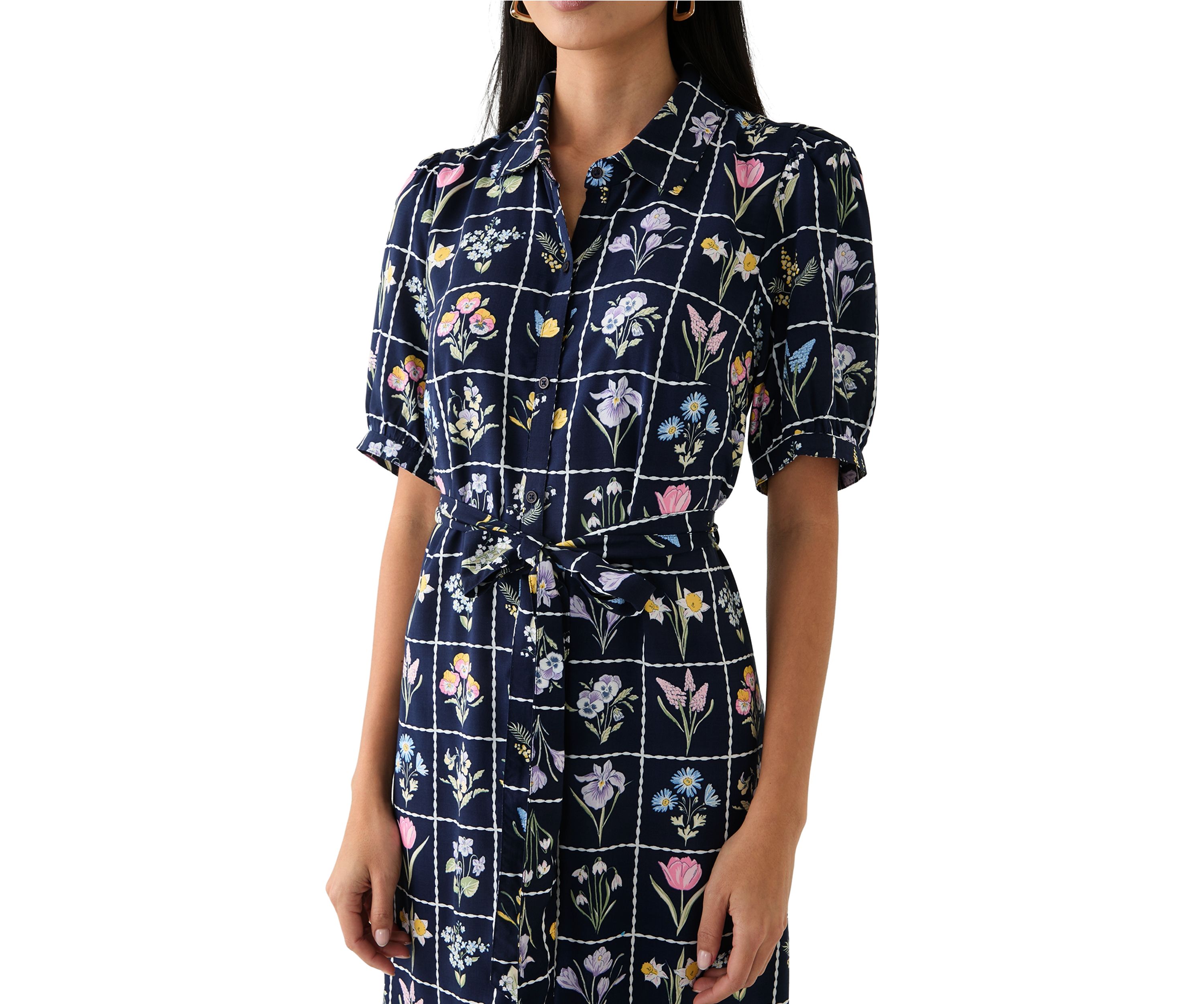 Petite Belted Printed Shirtdress
