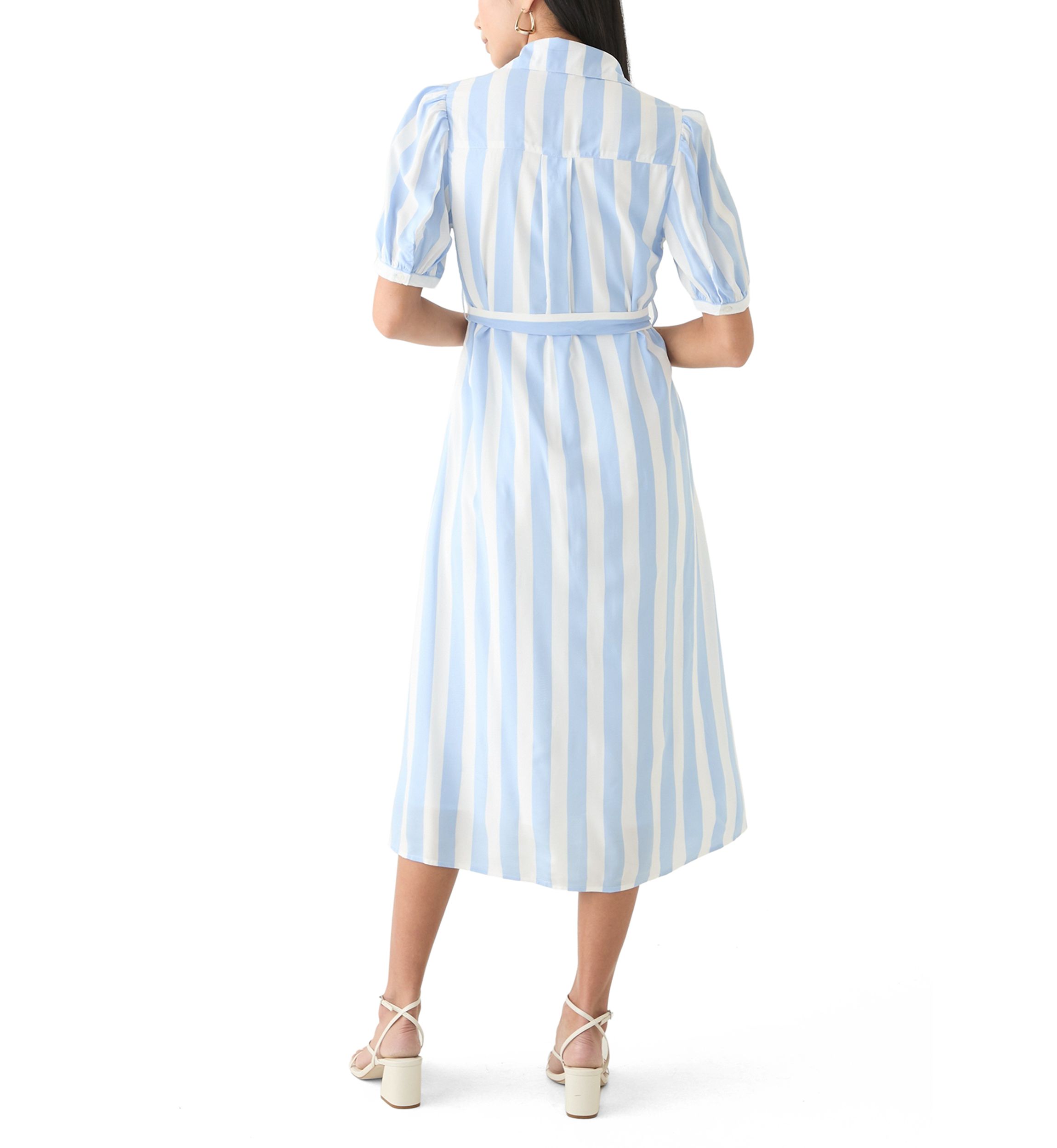 Petite Short Sleeve Belted Yarn Dyed Shirtdress