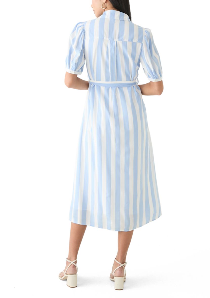 Petite Short Sleeve Belted Yarn Dyed Shirtdress