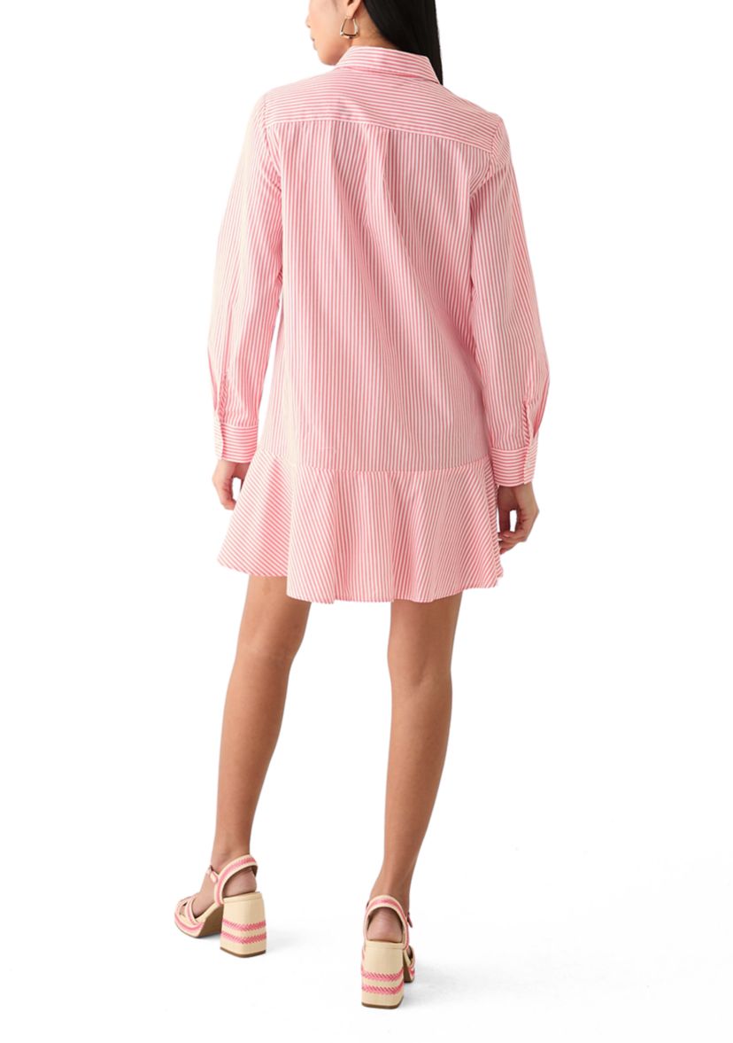 Petite Long Sleeve Flounce Shirt Dress