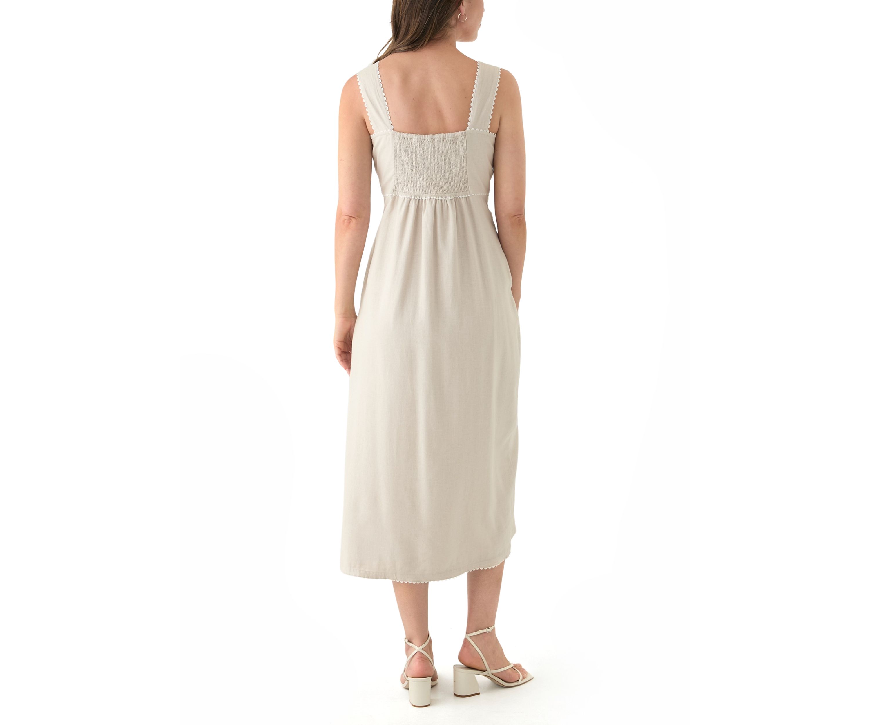 Petite Sleeveless Square Neck Printed Midi Dress