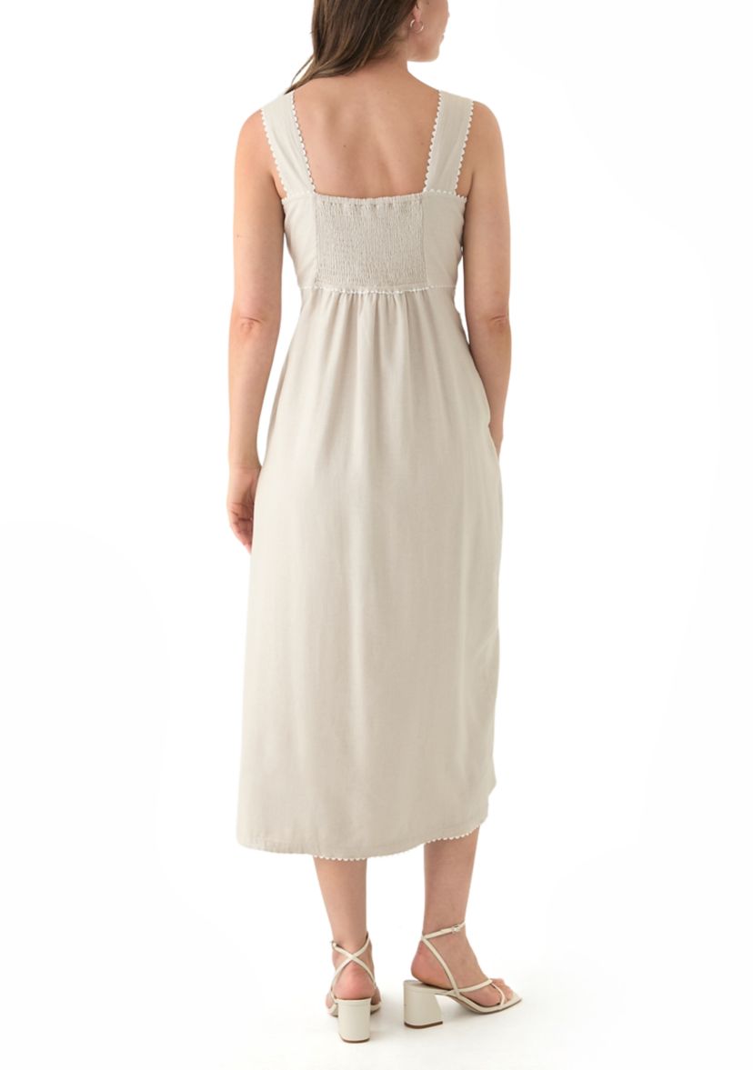 Petite Sleeveless Square Neck Printed Midi Dress