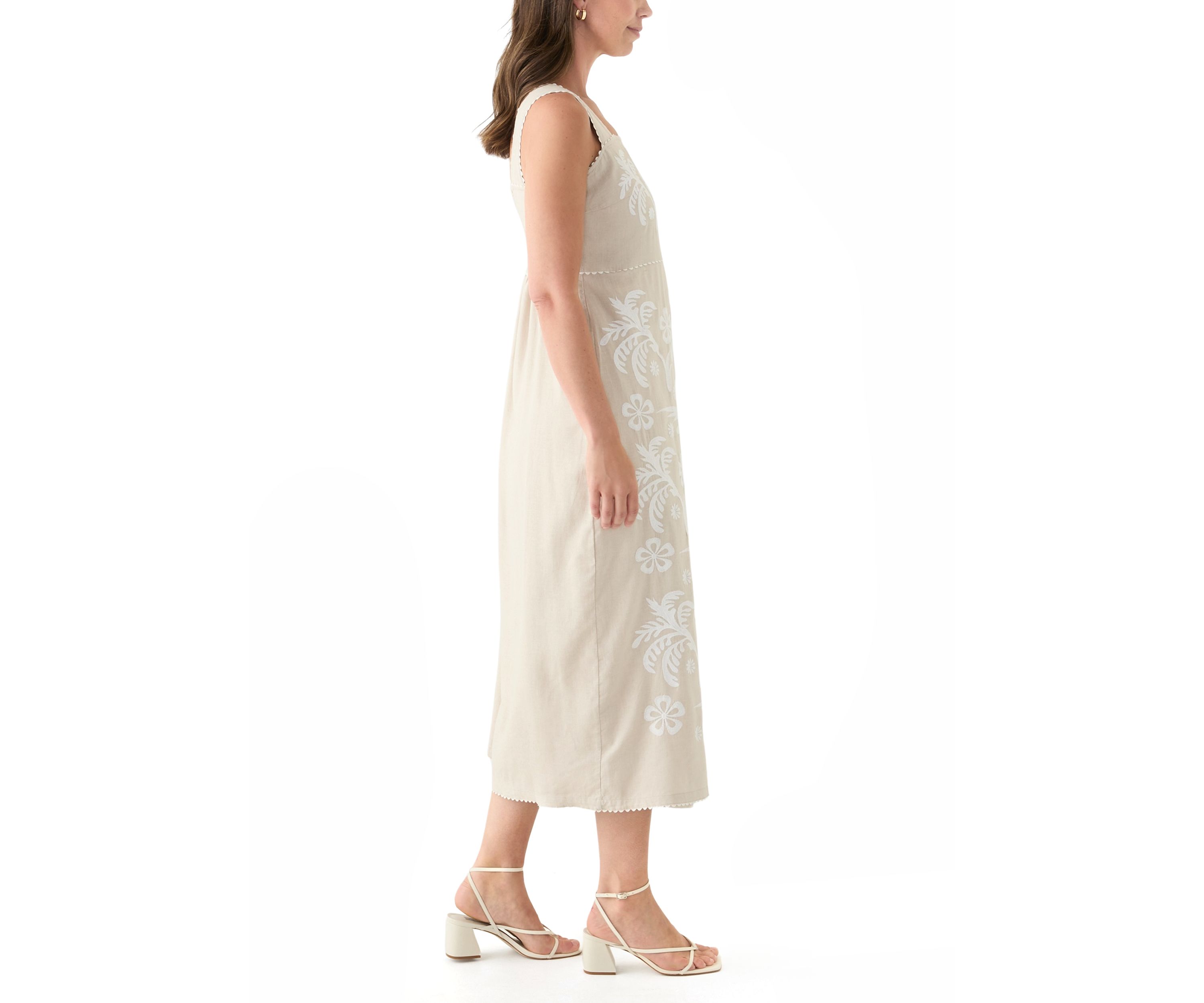 Petite Sleeveless Square Neck Printed Midi Dress