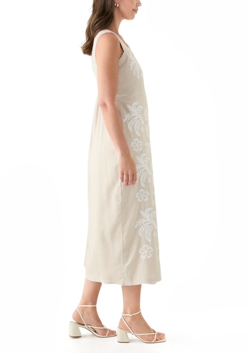 Petite Sleeveless Square Neck Printed Midi Dress